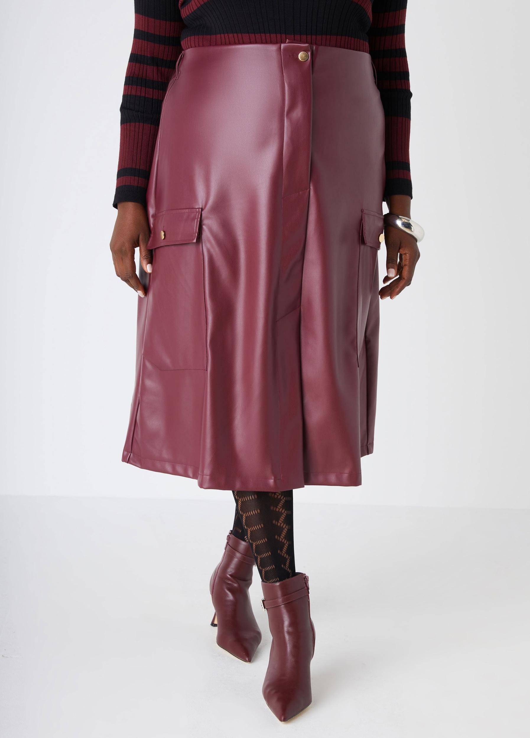 Faux Leather Midaxi Cargo Skirt Product Image