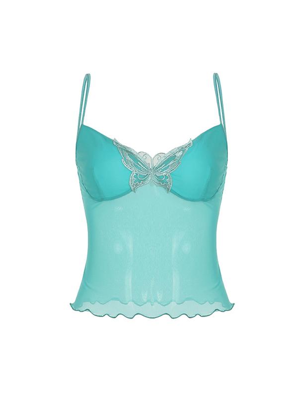 Butterfly Mesh Patchwork Slimming Cami Top Product Image