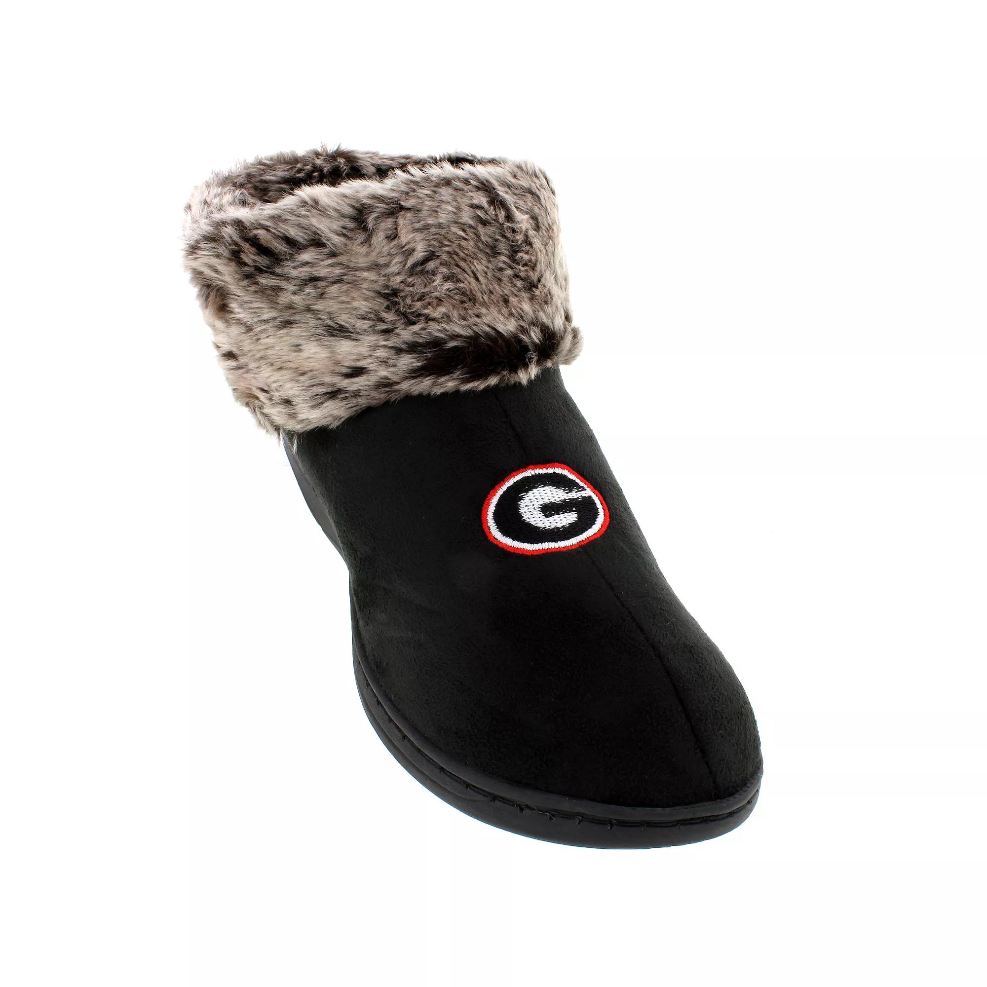 Georgia Bulldogs Women's Faux Fur Boot Slippers, Size: Medium, Black Product Image