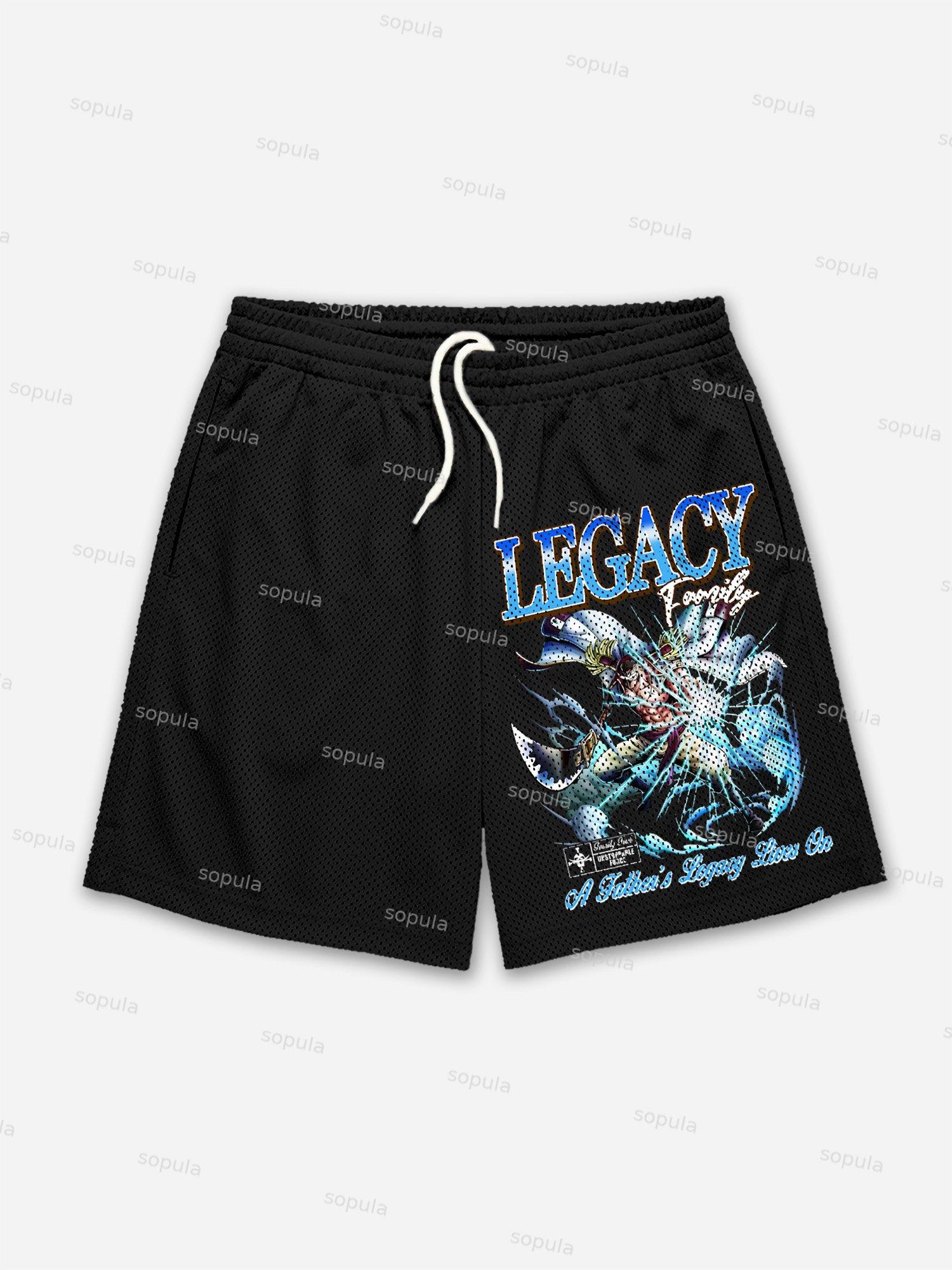 Anime Graphic Legacy Print Mesh Shorts Product Image