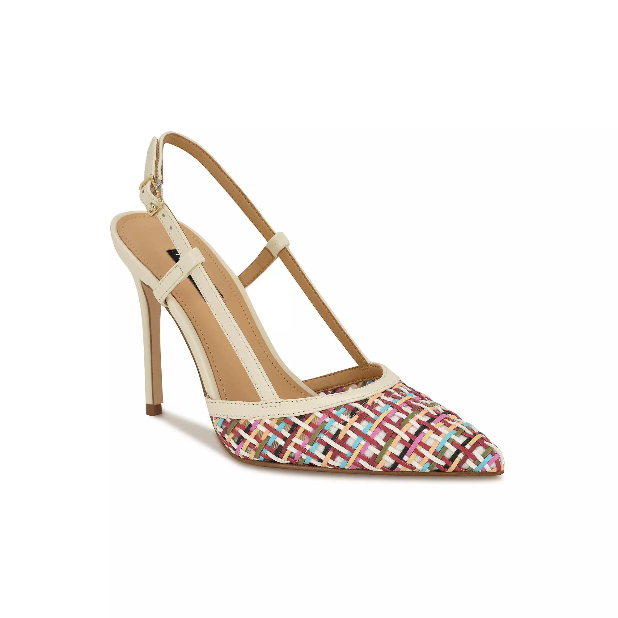 Nine West Floree Women's Slingback Pointy Toe Dress Heels, Size: 7, Red Team Ivory Product Image