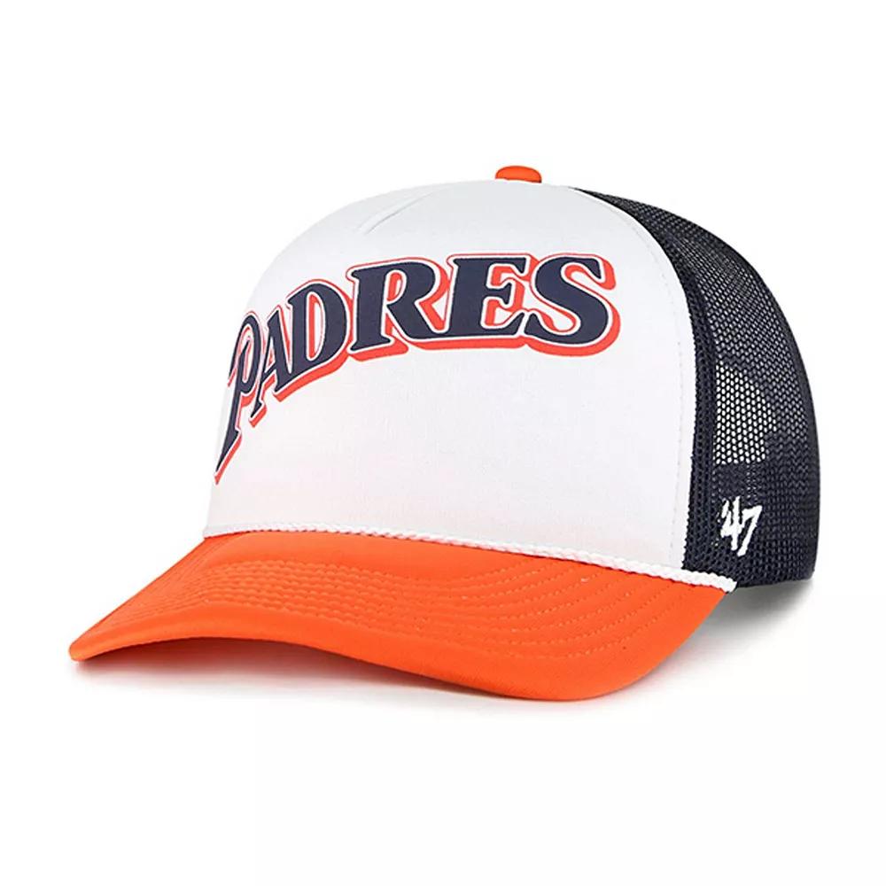 Men's '47 White San Diego Padres Foam Front Script Trucker Snapback Hat Product Image