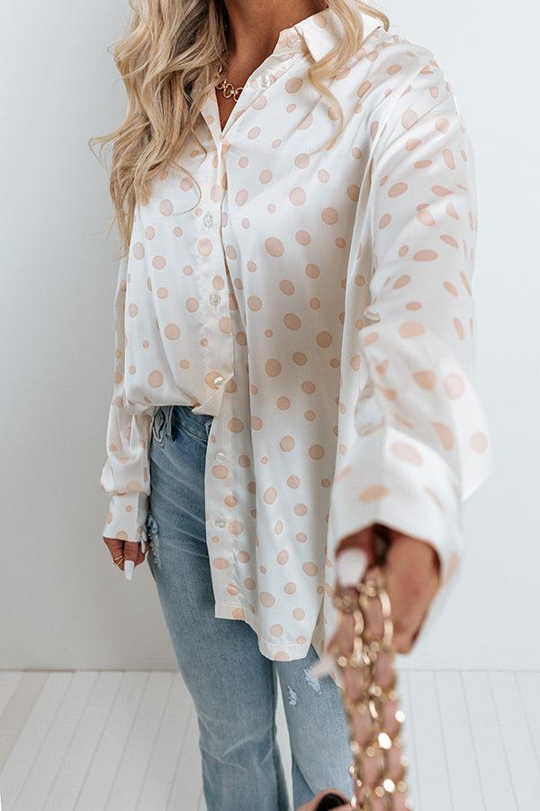 Busy In The City Polka Dot Top in Cream Product Image