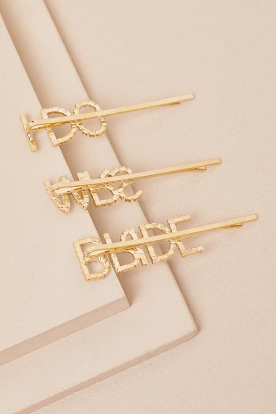 Chara Gold Rhinestone Bridal Three-Piece Hair Pin Set Product Image