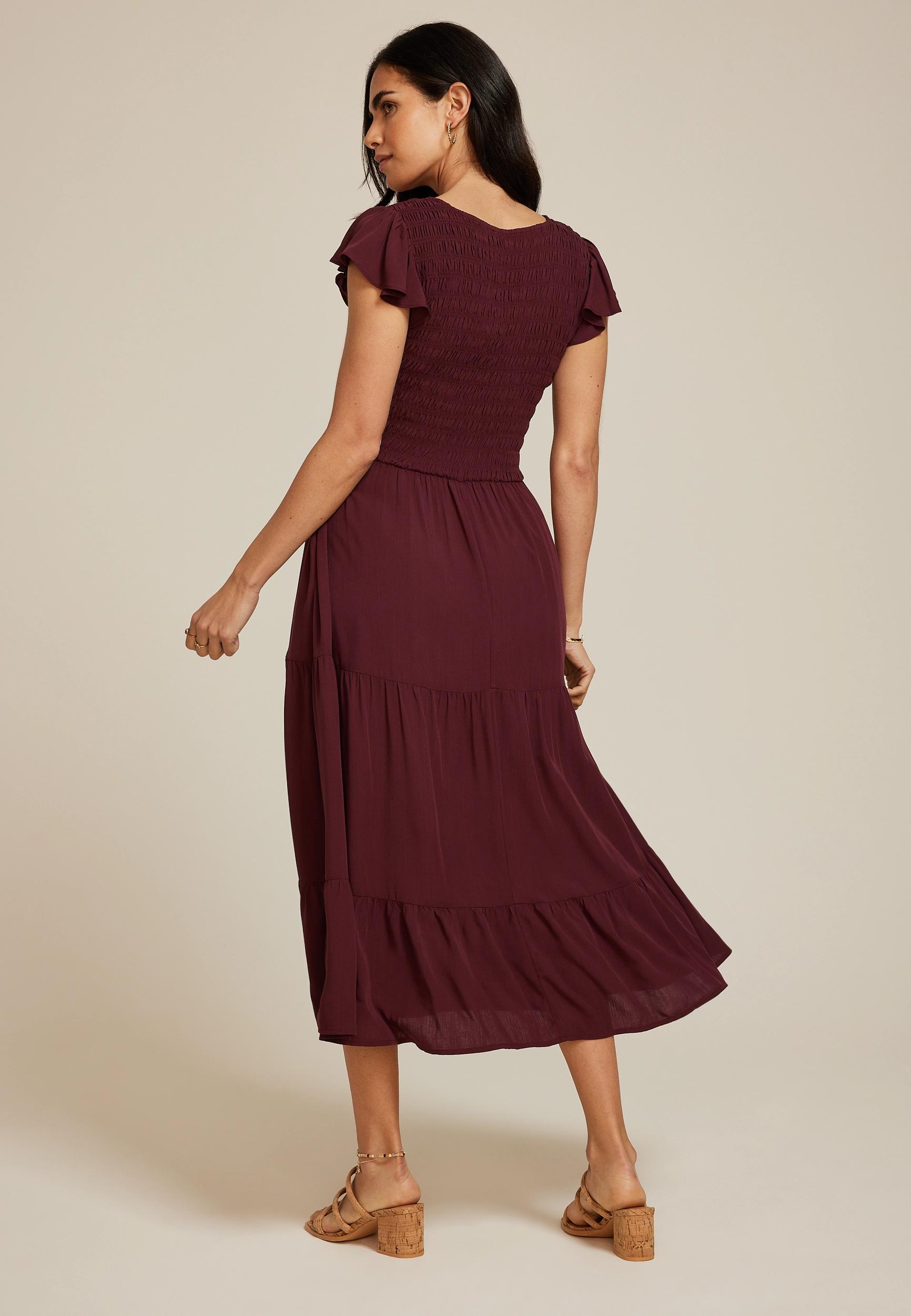 Flutter Sleeve Smocked Midi Dress Product Image