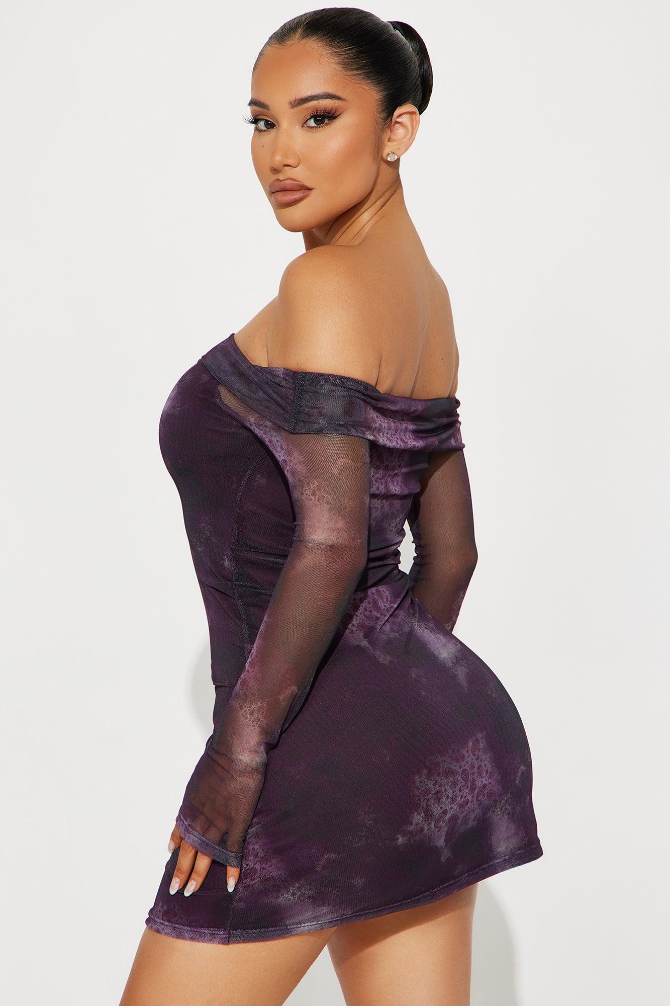 Going Rogue Mesh Mini Dress - Purple Product Image