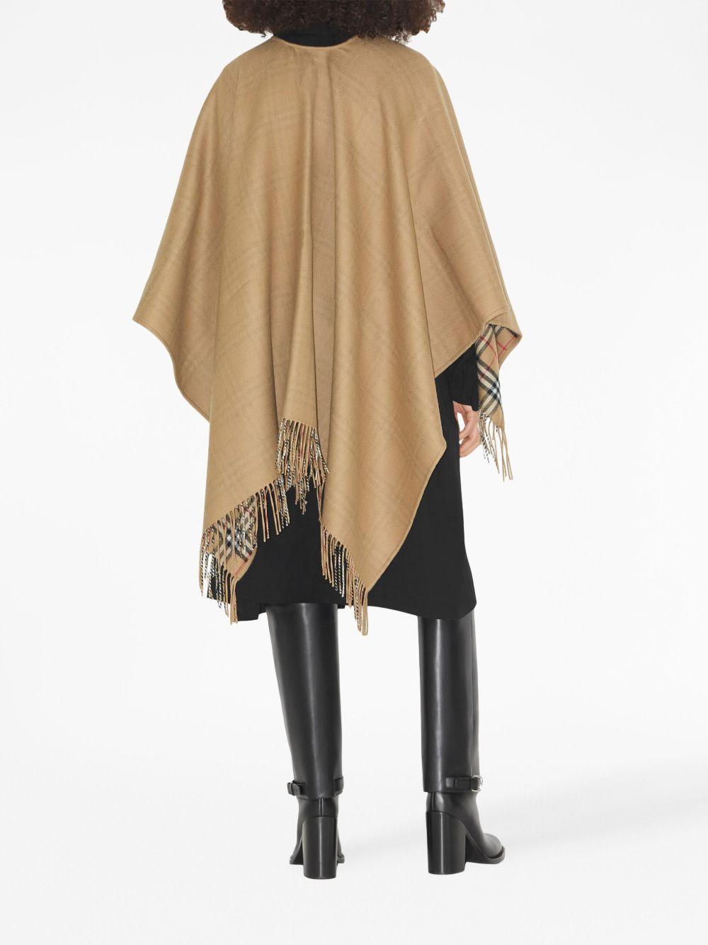 check-pattern reversible wool cape Product Image