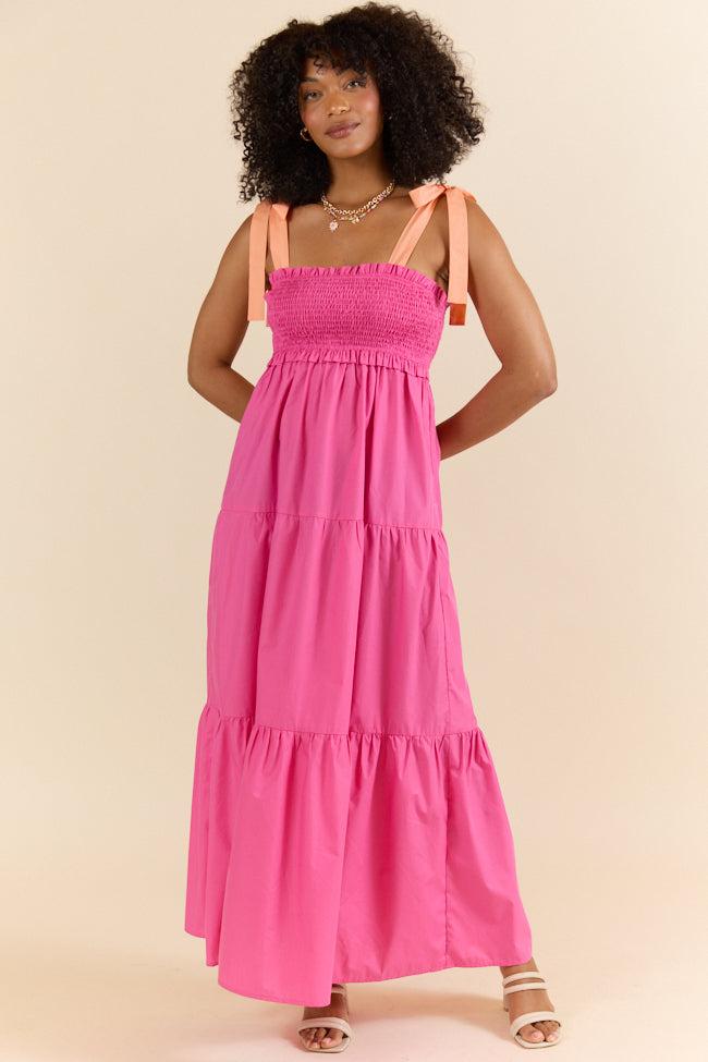 Season Of Bliss Pink Smocked Bust Maxi Dress SALE Product Image