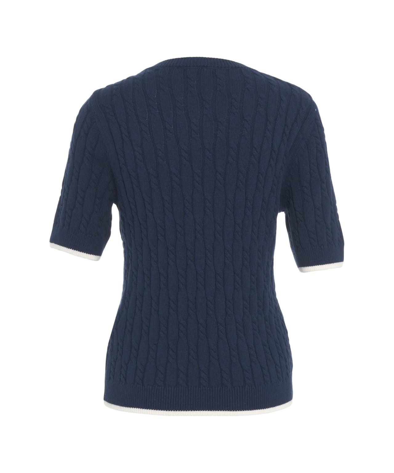 Knit t-shirt with logo embroidery Product Image