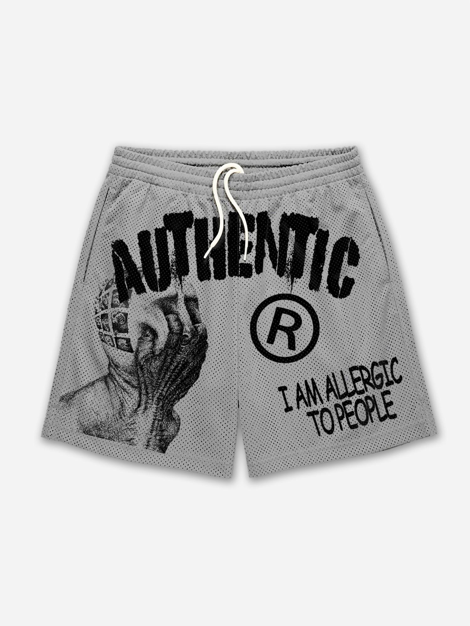 I Am Allergic To People Graphic Print Mesh Shorts Product Image
