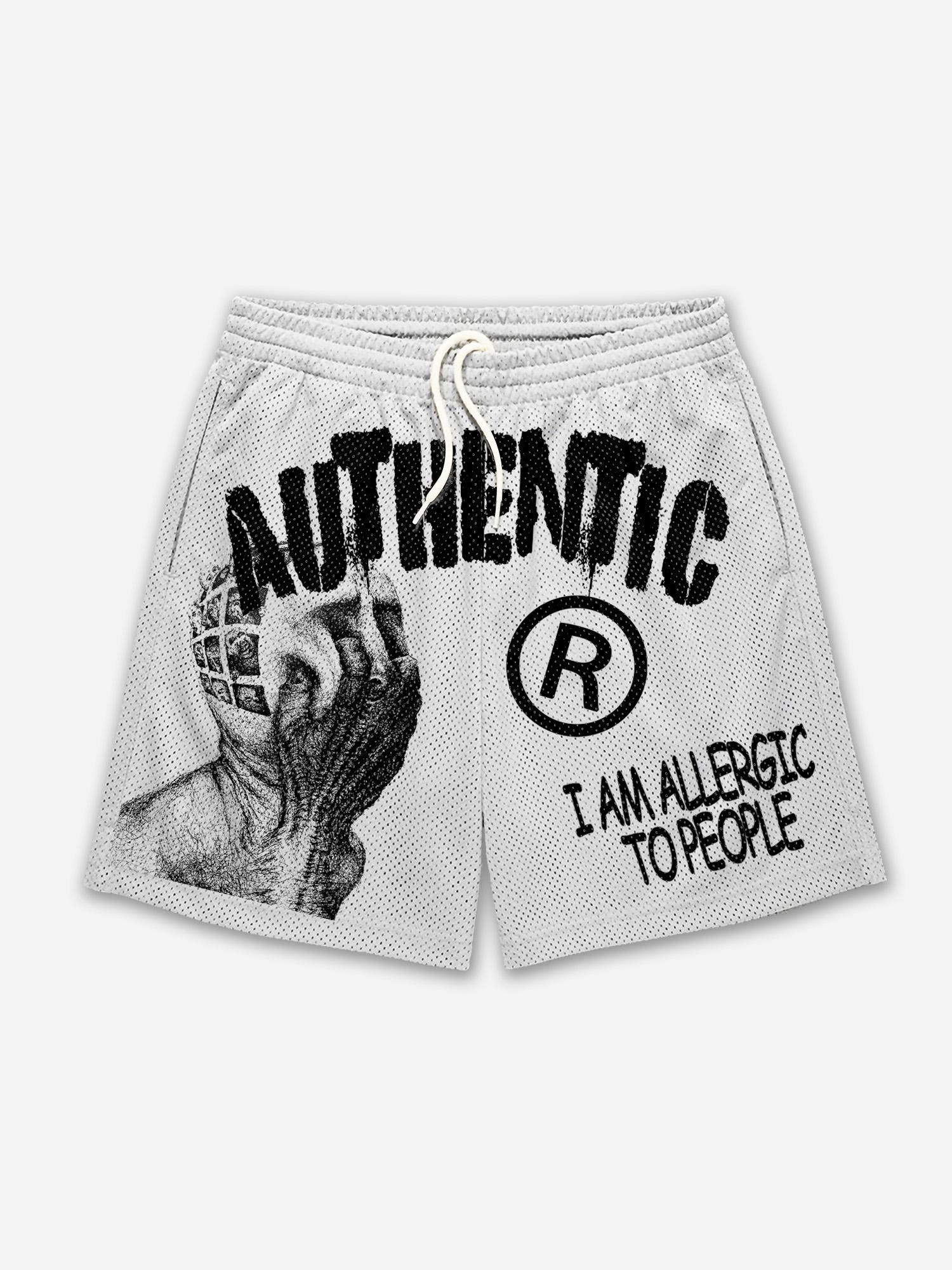 I Am Allergic To People Graphic Print Mesh Shorts Product Image