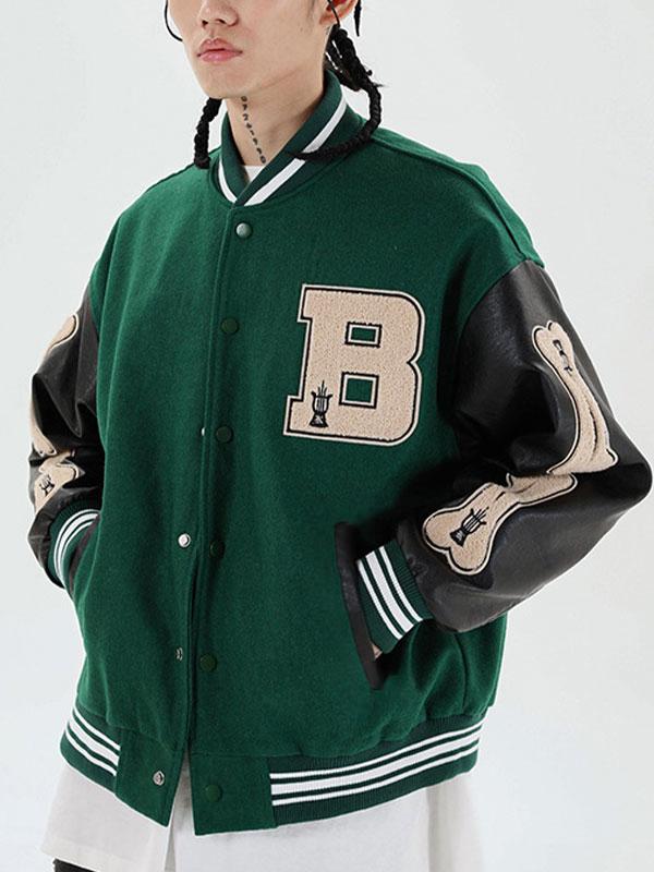 Men's Toweling Embroidered Varsity Jacket Product Image