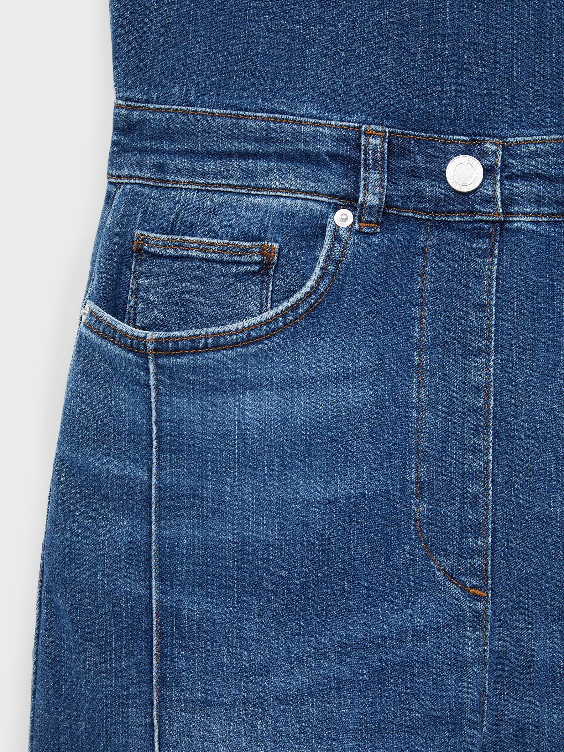 Wide-Leg Racer-Back Denim Jumpsuit in Indigo Product Image