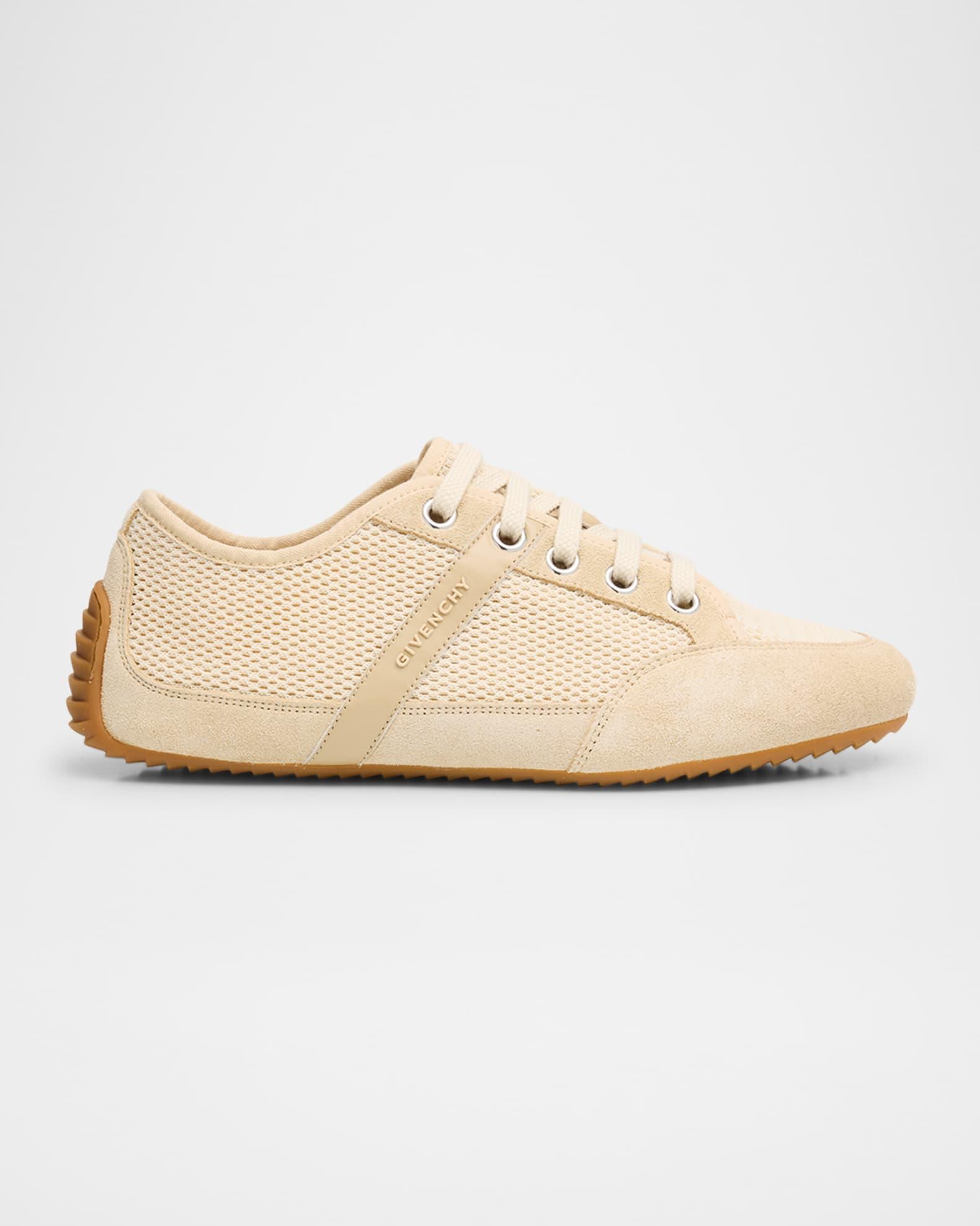 Mesh And Suede Slim Low-Top Sneakers Product Image