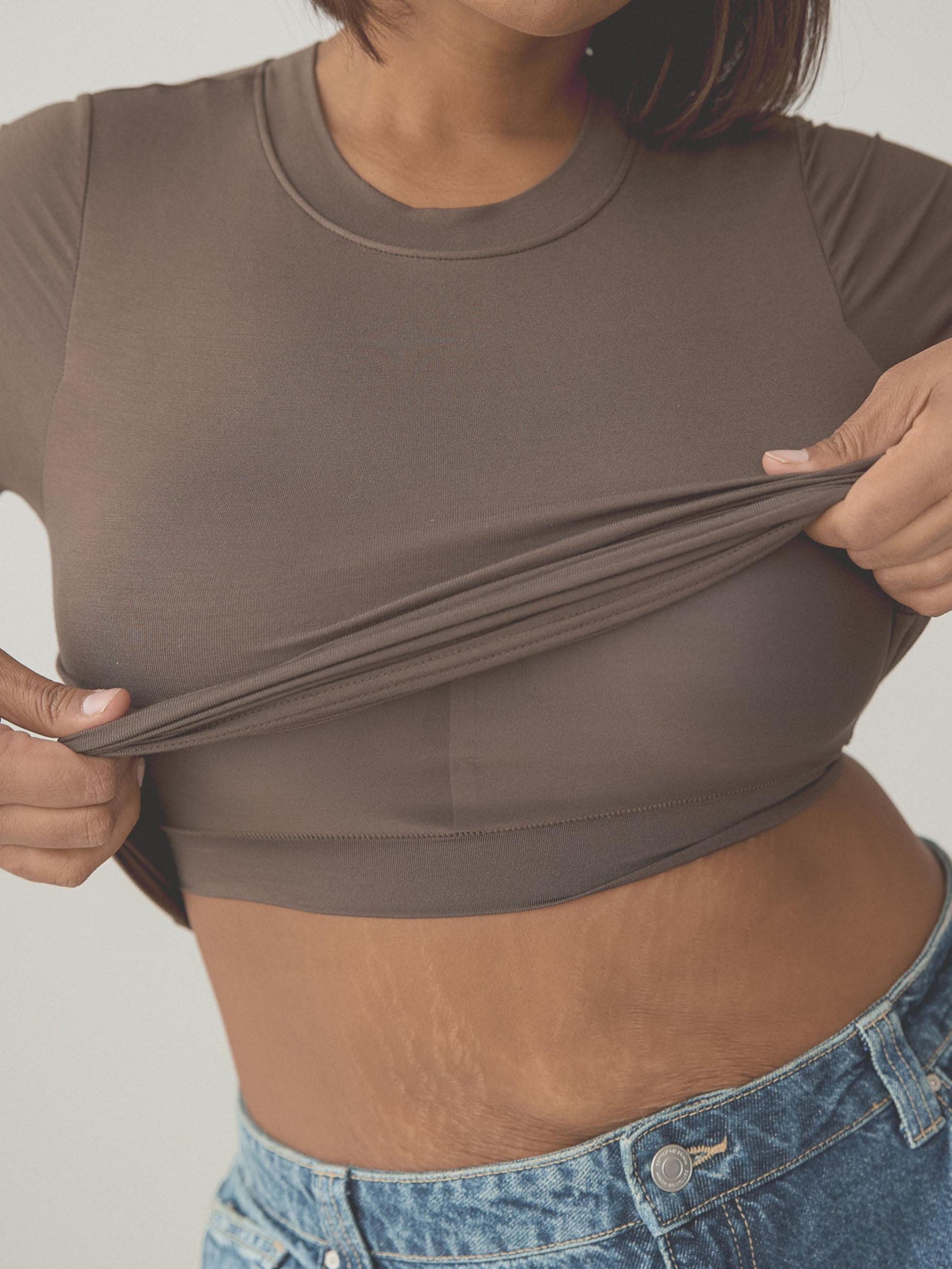 Solid Crew Neck Braless T-Shirt Product Image