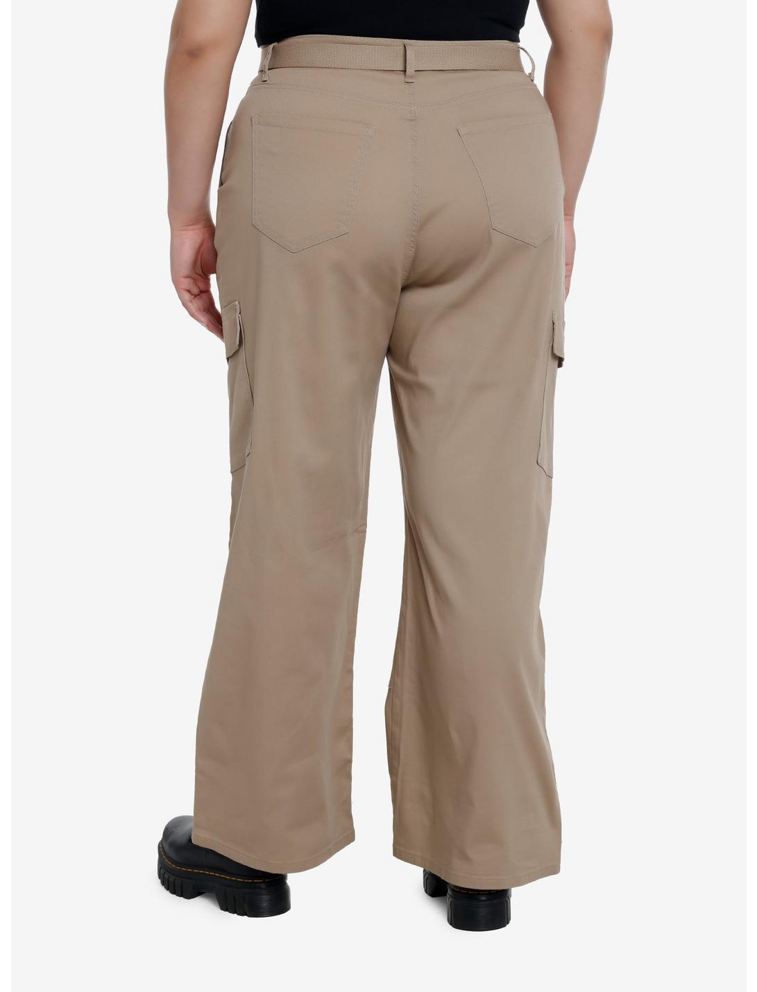 Khaki Belted Cargo Pants Plus Size Product Image