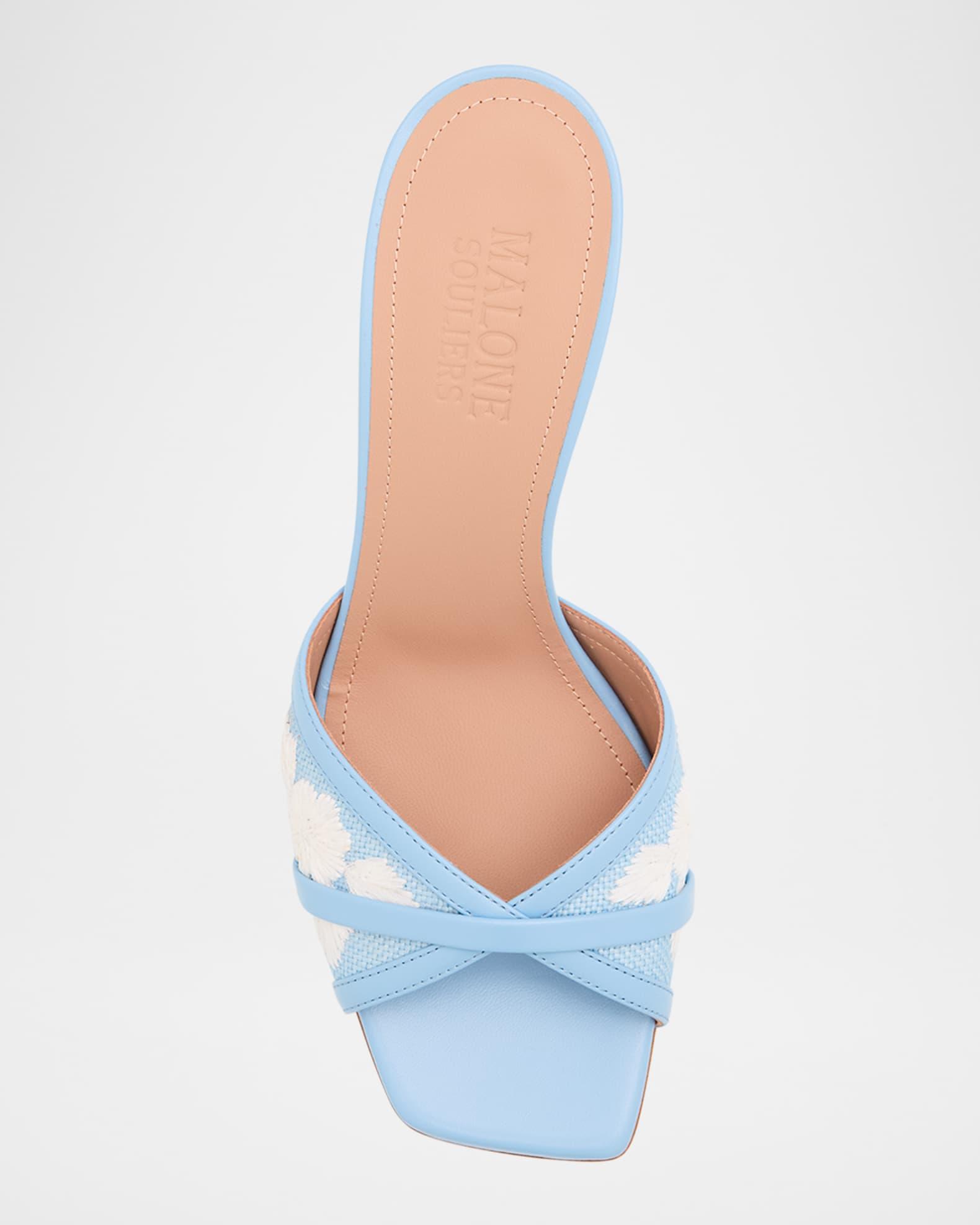 Perla Raffia Leather Stiletto Slide Sandals Product Image