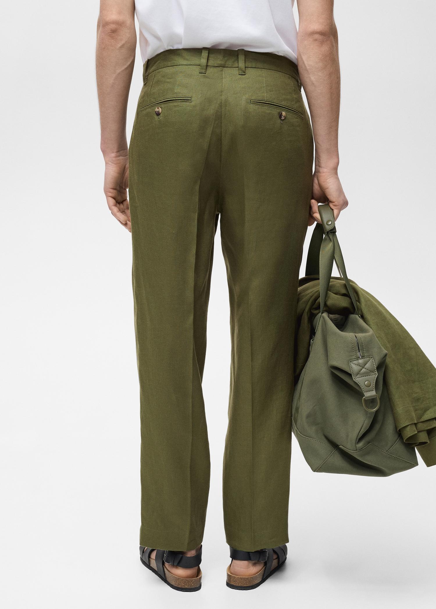 100% linen regular-fit trousers - Men | MANGO USA Product Image