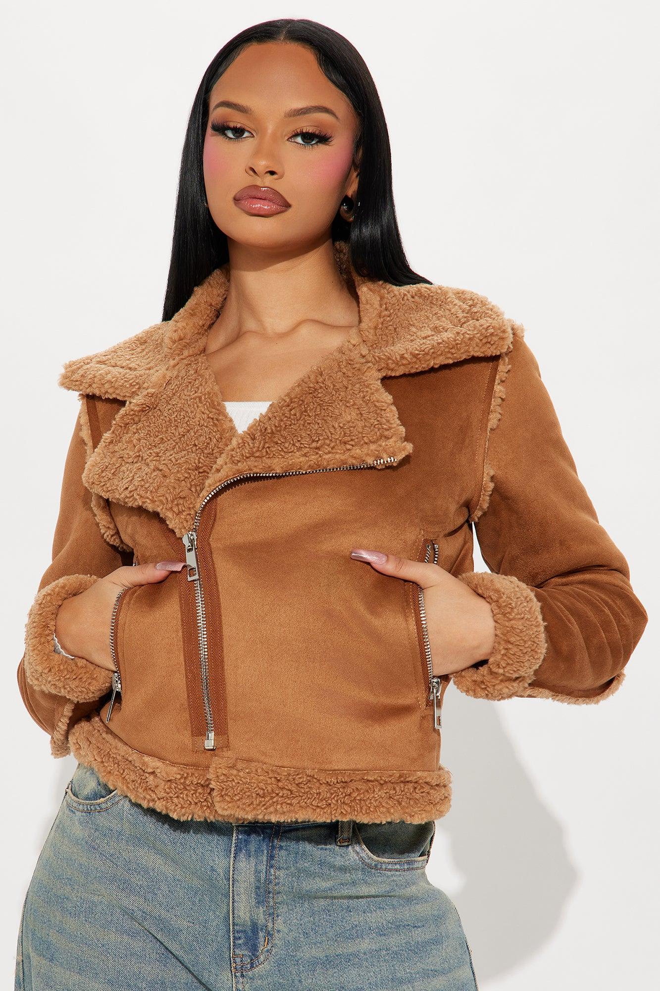 Delilah Faux Suede Moto Jacket - Camel Product Image