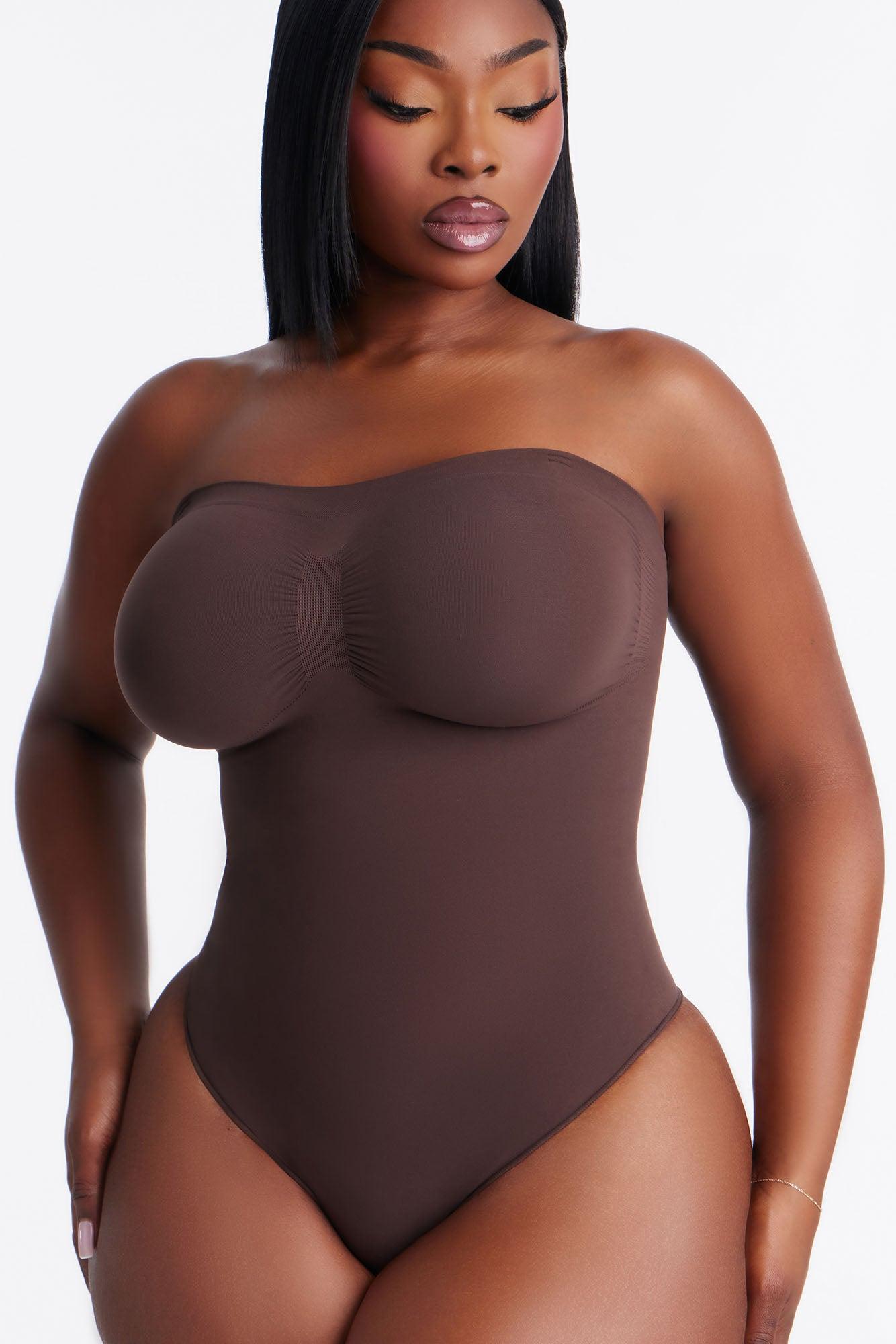 Nova Sculpt Seamless Strong Compression Strapless Thong Bodysuit - Coco Female Product Image