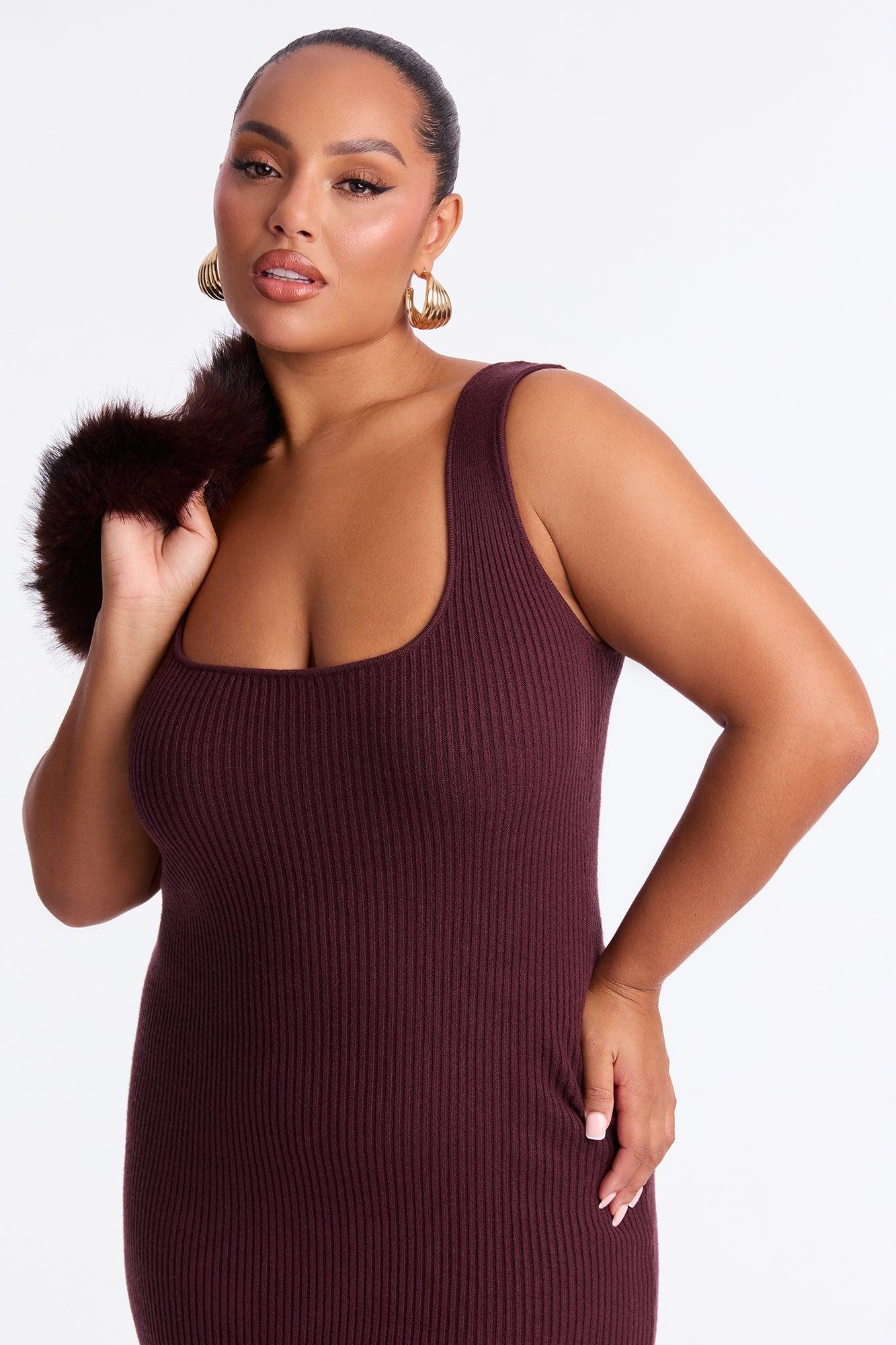Fuzzy Signal Maxi Dress Set - Chocolate Product Image