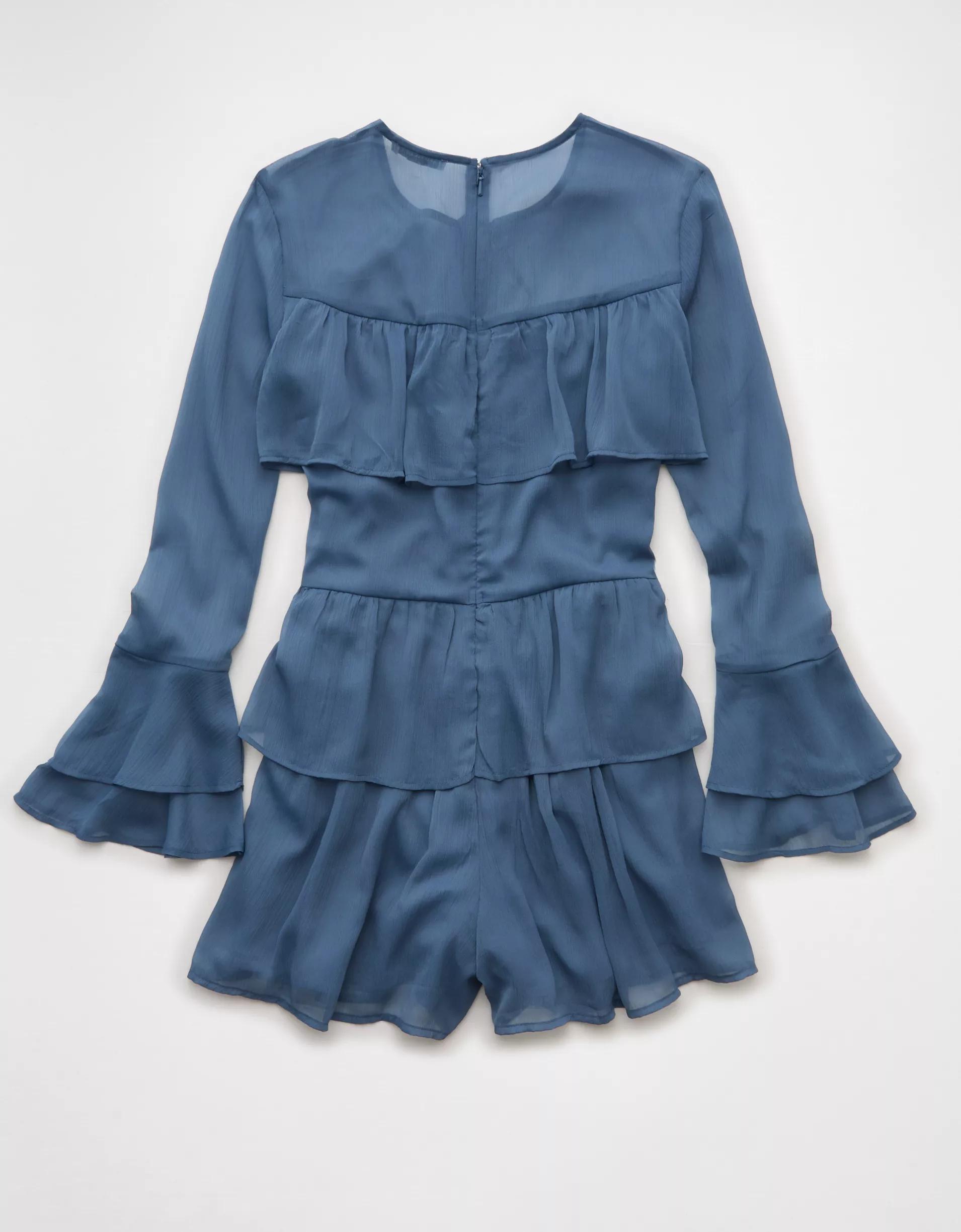 AE Long-Sleeve Ruffle Romper Product Image