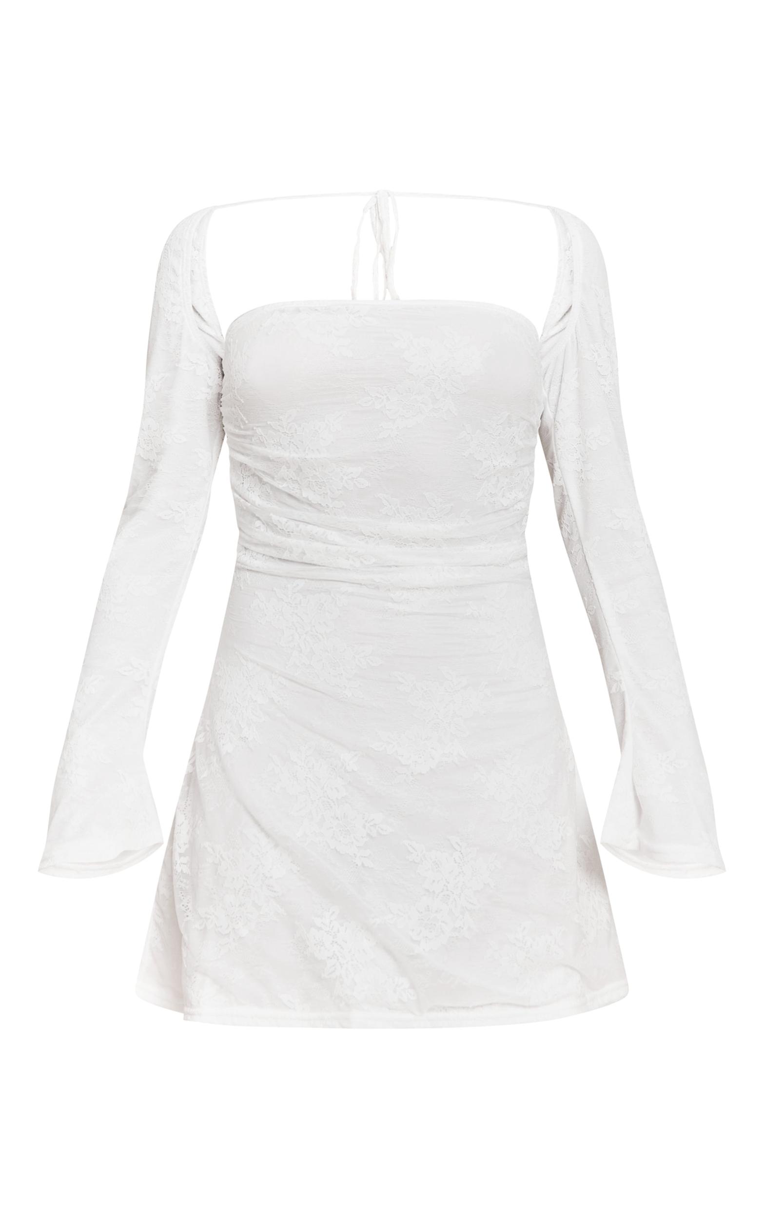 Petite White Lace Long Sleeve Dress Product Image