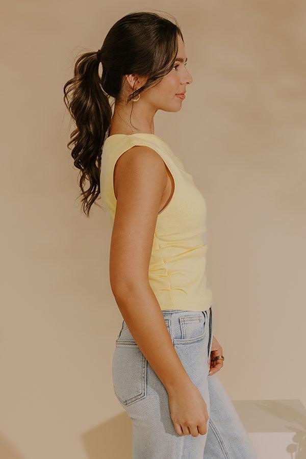 Stylish Staple Asymmetrical Knit Top in Yellow Product Image