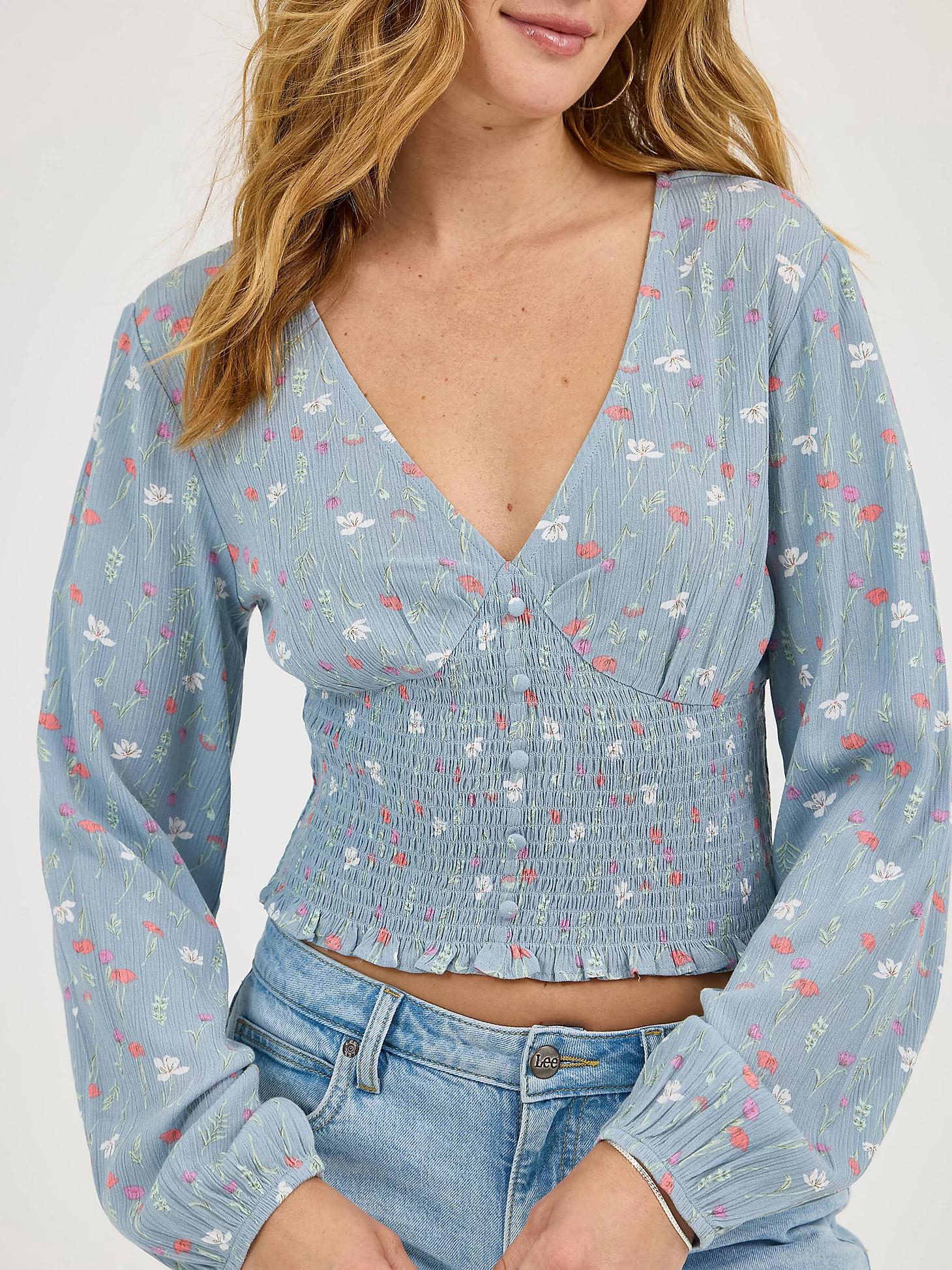 Women's Floral Print V-Neck Babydoll Shirt | Women's Tops & Tees | Lee® Product Image