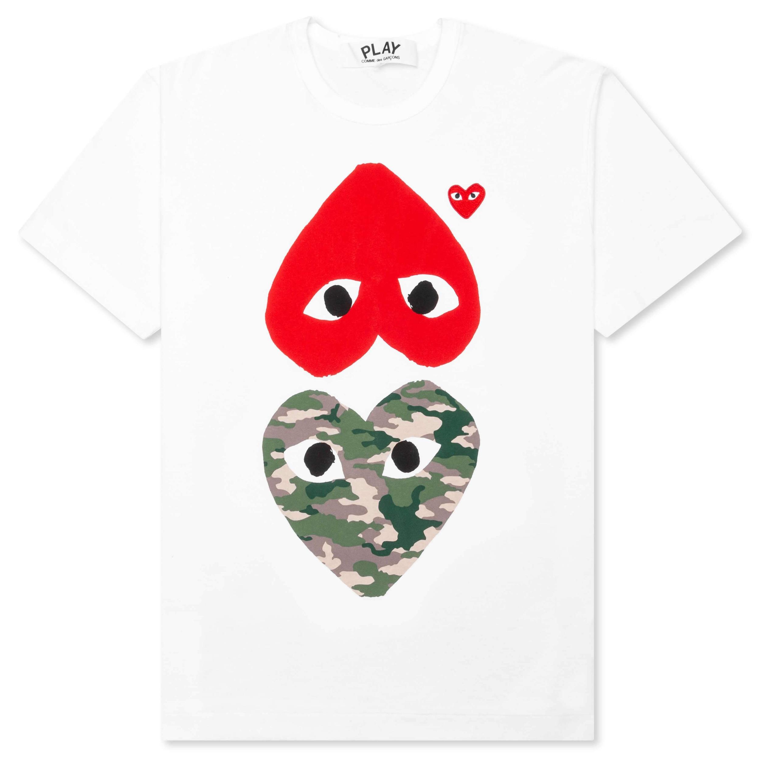 Red Emblem Long Heart T-Shirt - White Male Product Image