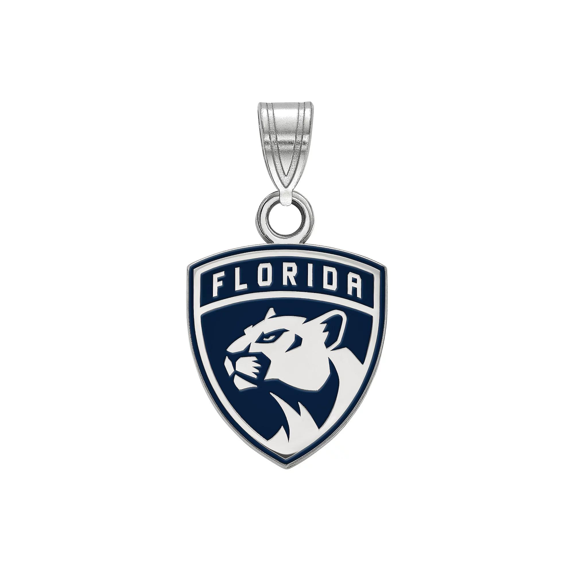 LogoArt Florida Panthers Sterling Silver Small Enamel Logo Pendant, Women's, Size: 13MM Product Image