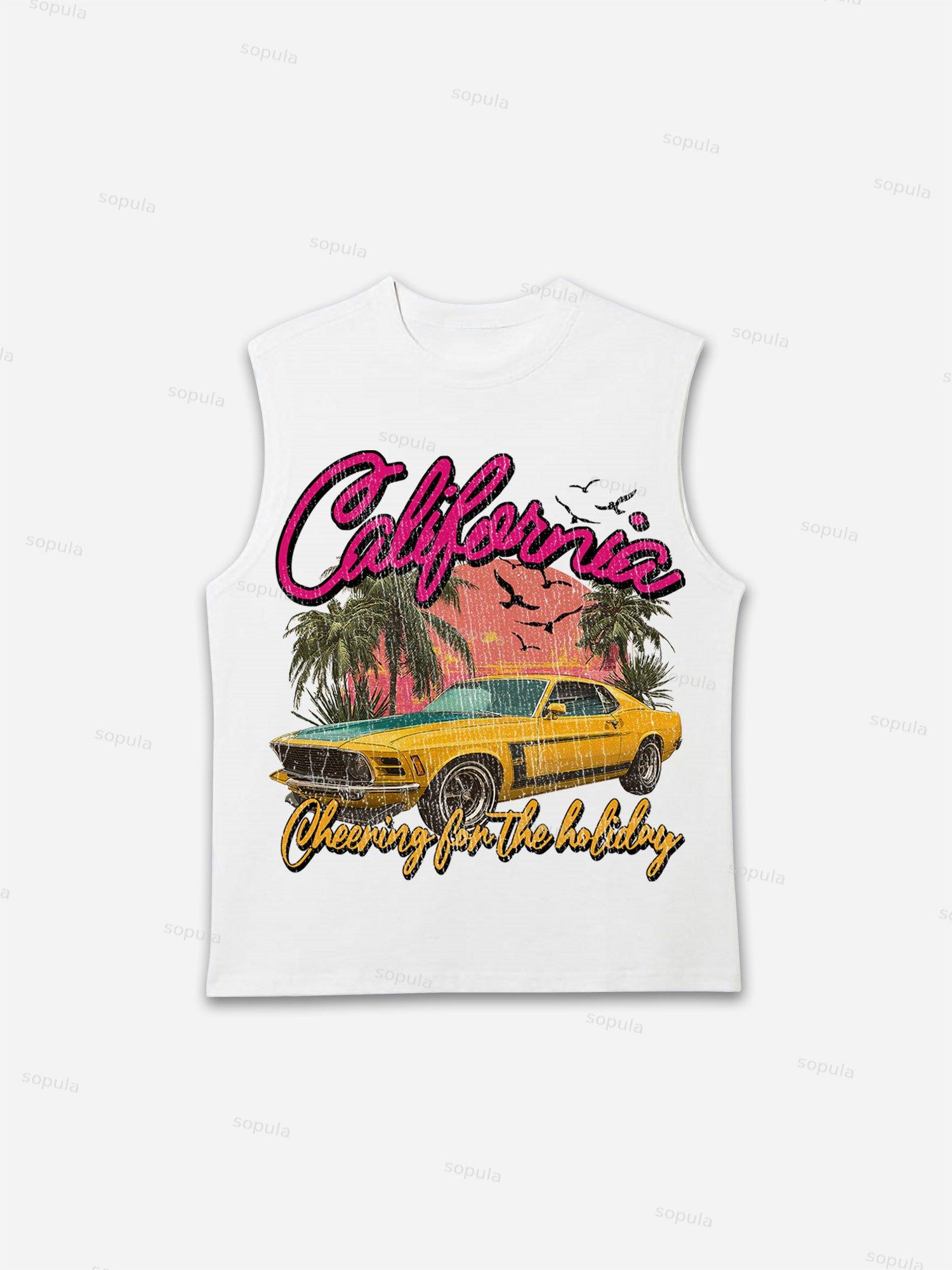 Summer Vacation Racing Print Sleeveless Shirts Tank Top Product Image