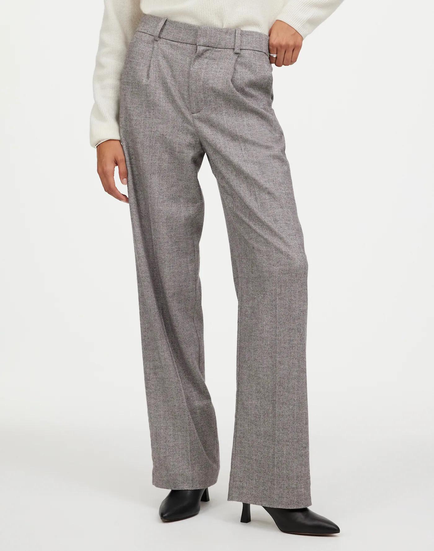 Petite Slouchy Straight Pants in Herringbone Italian Fabric Product Image