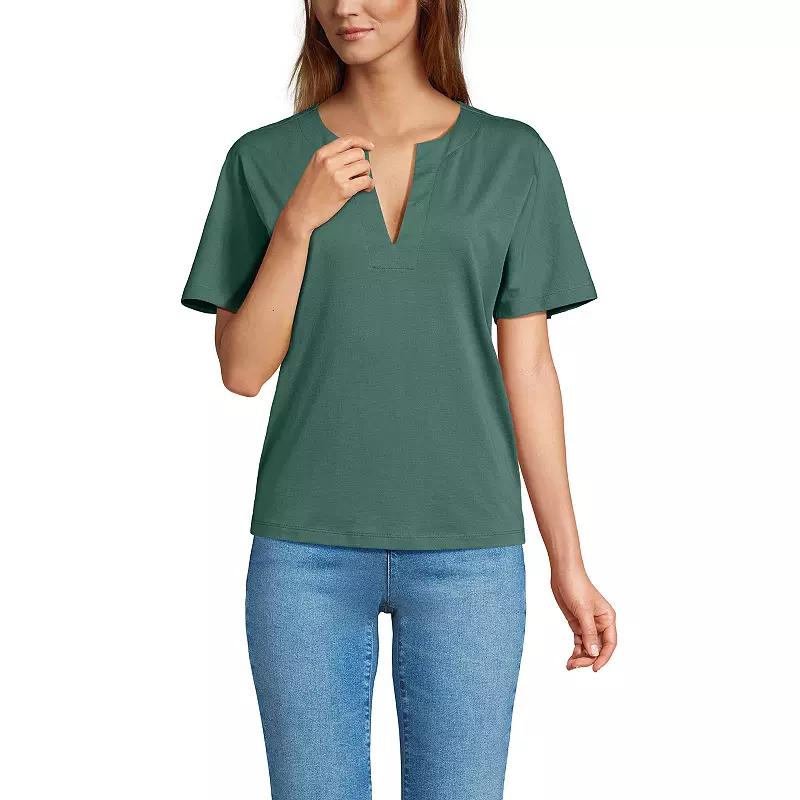 Women's Lands' End Short Sleeve Supima Notch Neck T-shirt,  Product Image