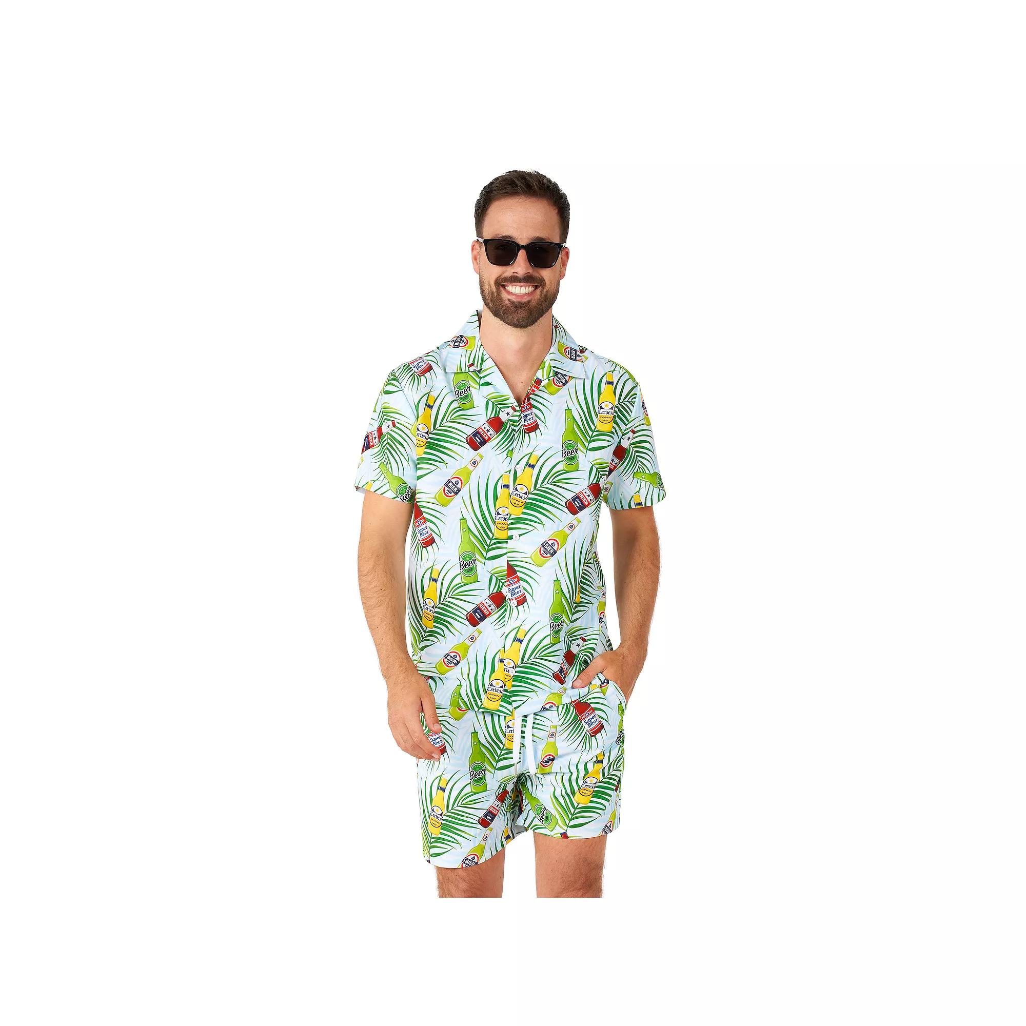 Men's Suitmeister Tropical Beers Slim Fit Short Sleeve Button Down Shirt & Shorts Set, Adult Unisex,  Product Image