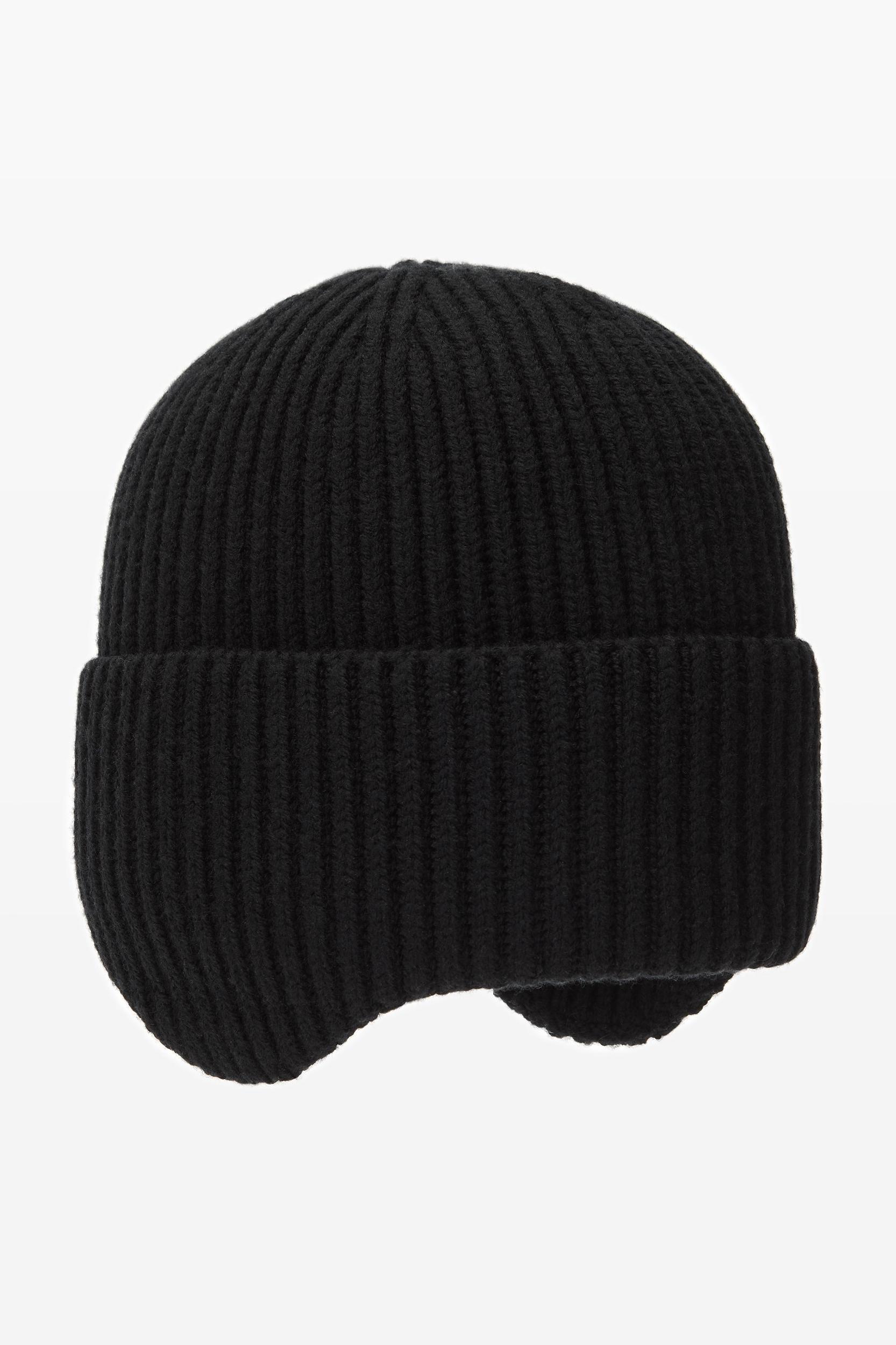 Logo Earmuff Beanie In Ribbed Wool Stretch Product Image