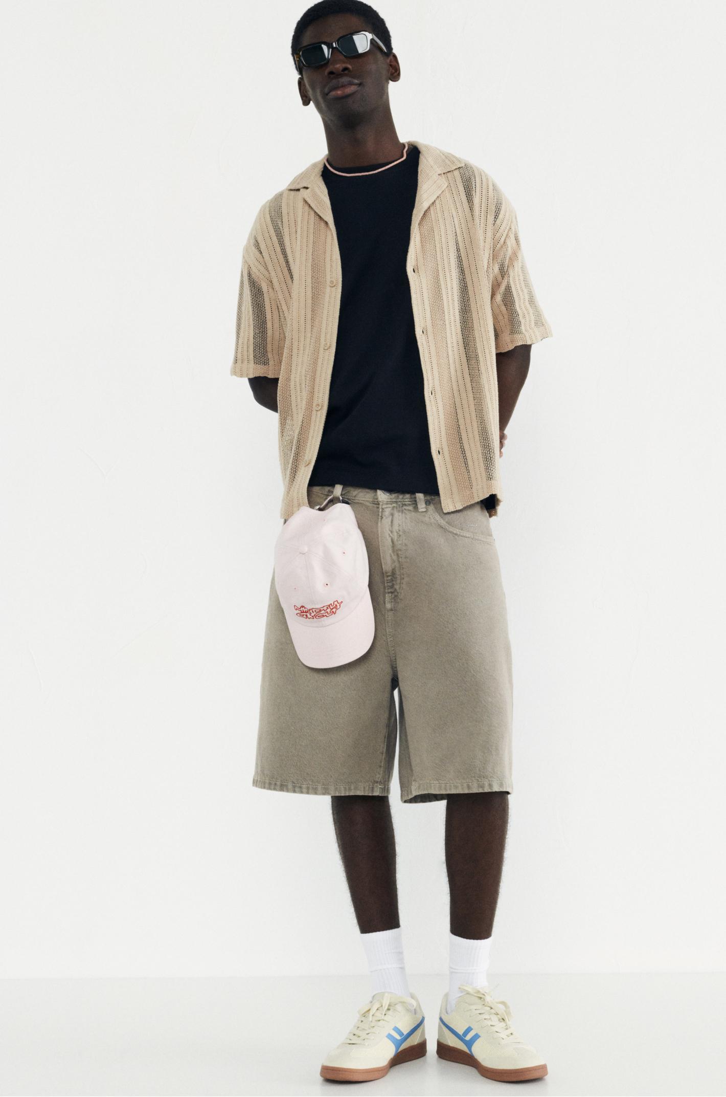 Short sleeve open knit shirt Product Image