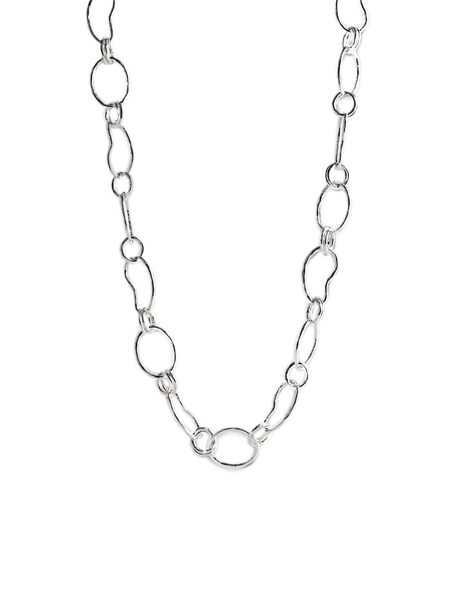Womens Classico Long Sterling Silver Hammered Prosper Chain Necklace Product Image