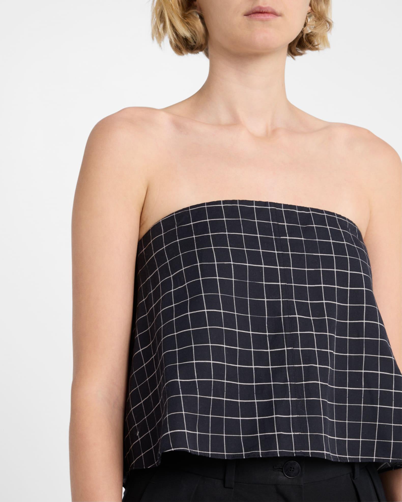Strapless Tie-Back Plaid Top Product Image