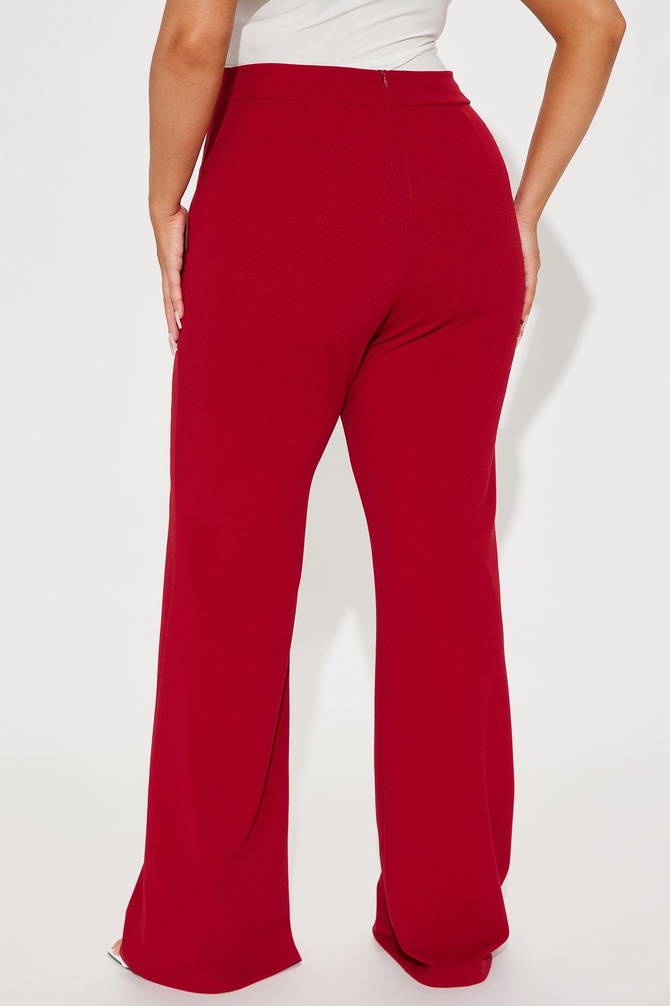 Call It Even Wide Leg Dress Pants - Red Product Image