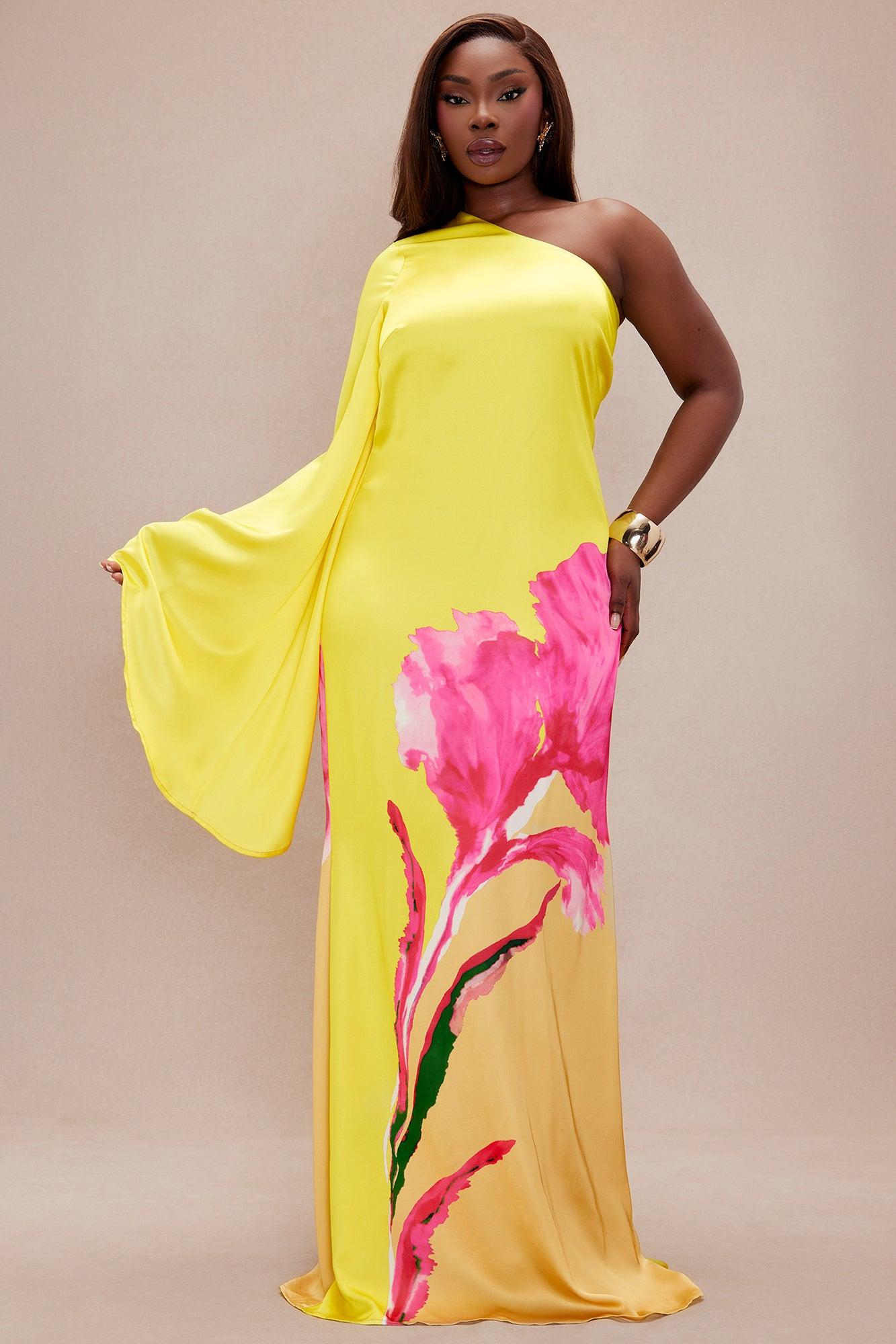Golden Hour Satin Maxi Dress - Yellow/combo Product Image