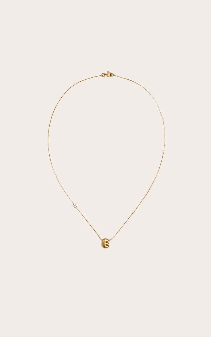 Gold Water Resistant Bubble Initial E Necklace Product Image
