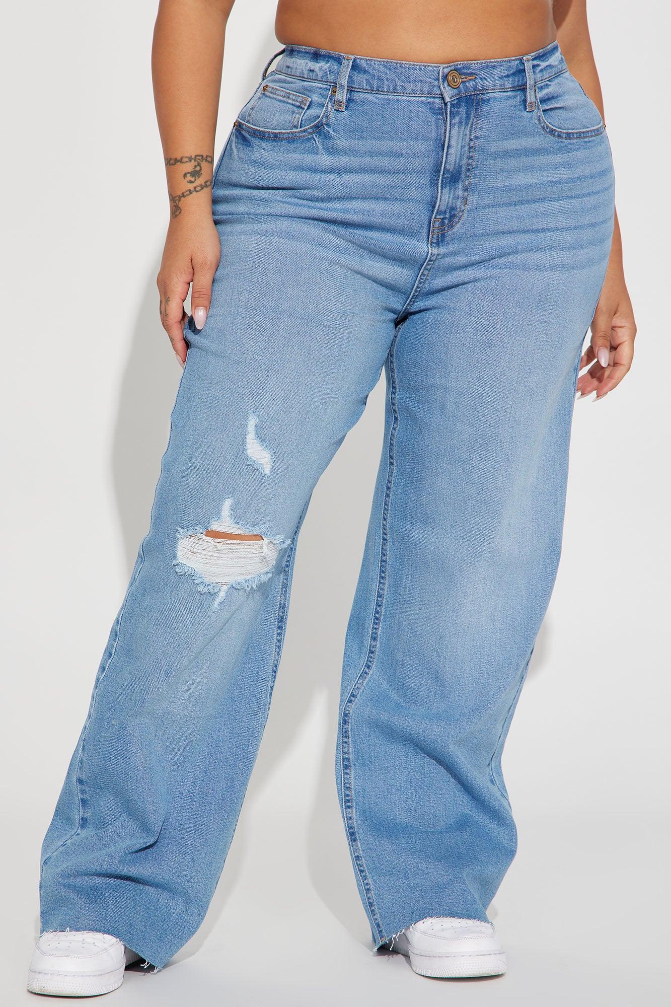 Nova 90's Vintage Stretch Wide Leg Jeans - Light Wash Product Image