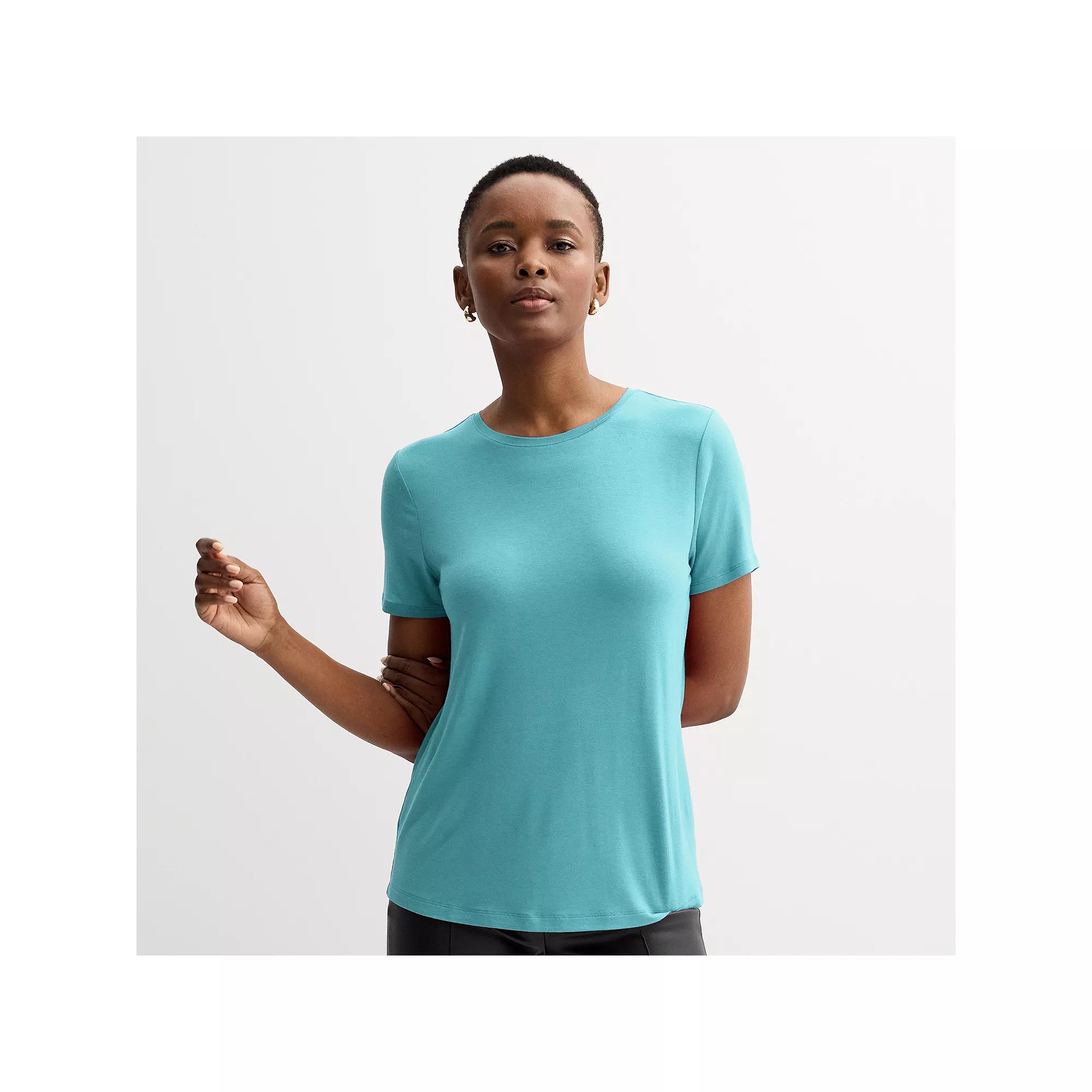 Women's Nine West Essential Crewneck Tee, Size: XL, Nikita Purple Product Image