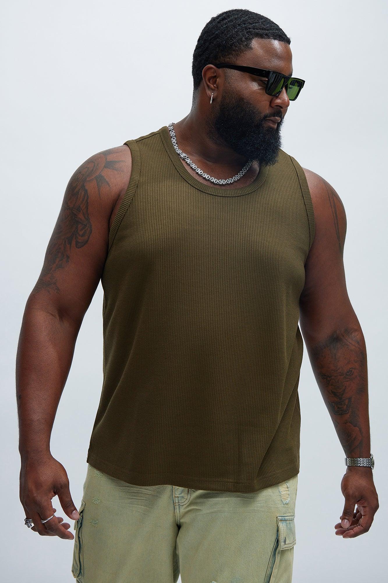 Kalel Textured Tank Top - Olive Product Image