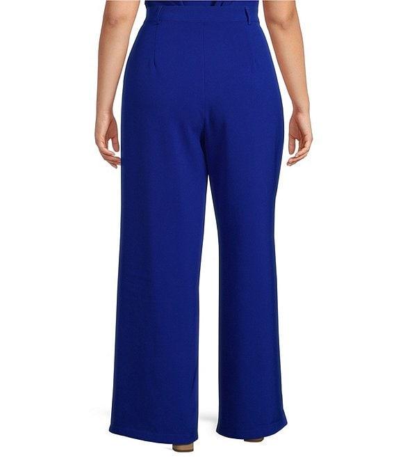 Sugarlips Plus Size Slight Stretch High Waisted Wide Leg Trousers Product Image