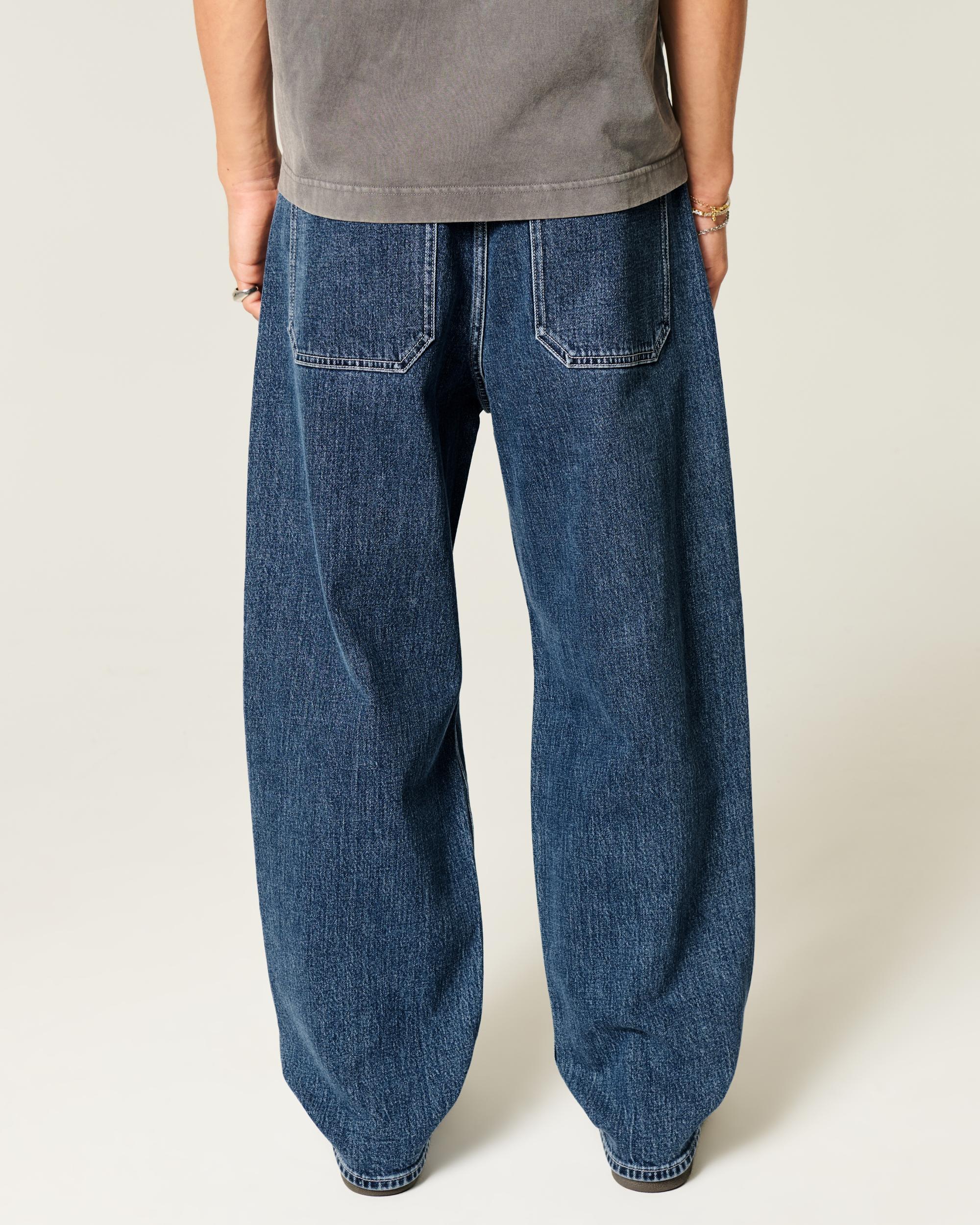 Medium Wash Star Graphic Skater Baggy Jeans Product Image