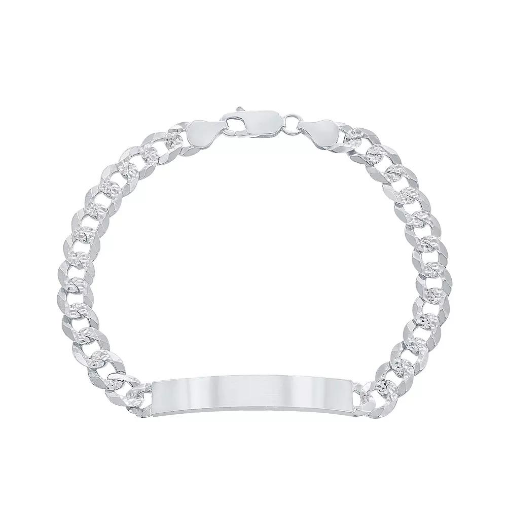 Sterling Silver Cubic Zirconia Cuban Chain ID Bracelet, Women's, Size: 8.5" Product Image