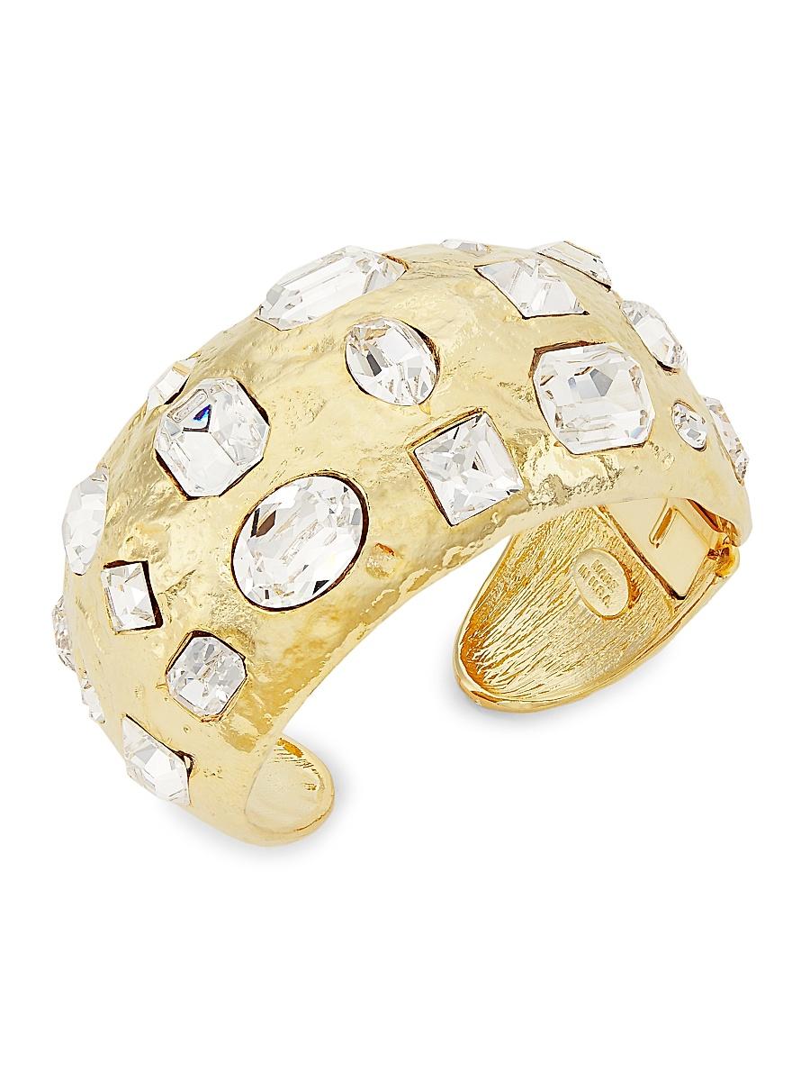 Womens 22K Gold-Plated & Glass Crystal Cuff Bracelet Product Image