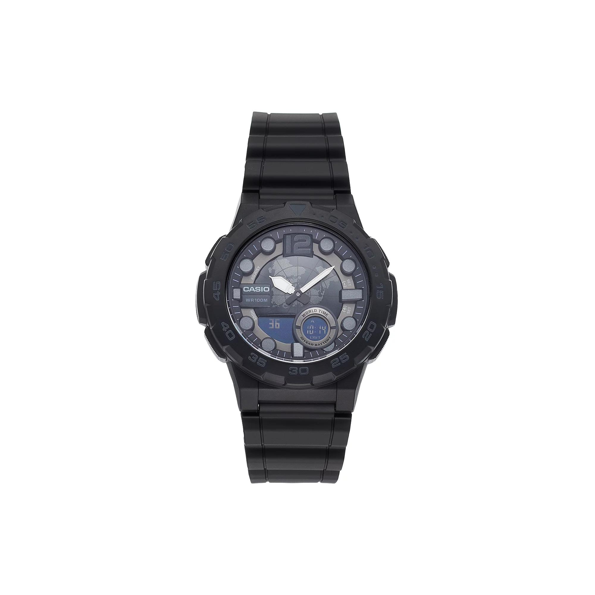 Casio Mens Telememo World Time Analog-Digital Watch - AEQ100W-1BV Black Product Image